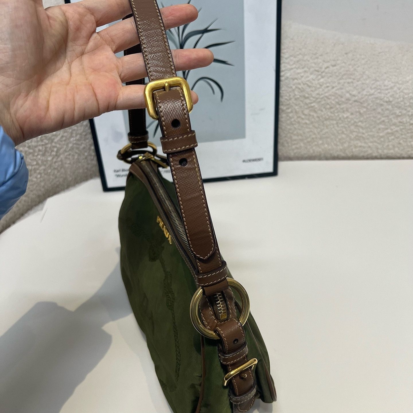Prada Prada Nylon Shoulder Bag Green Size ONE SIZE - 14 Thumbnail