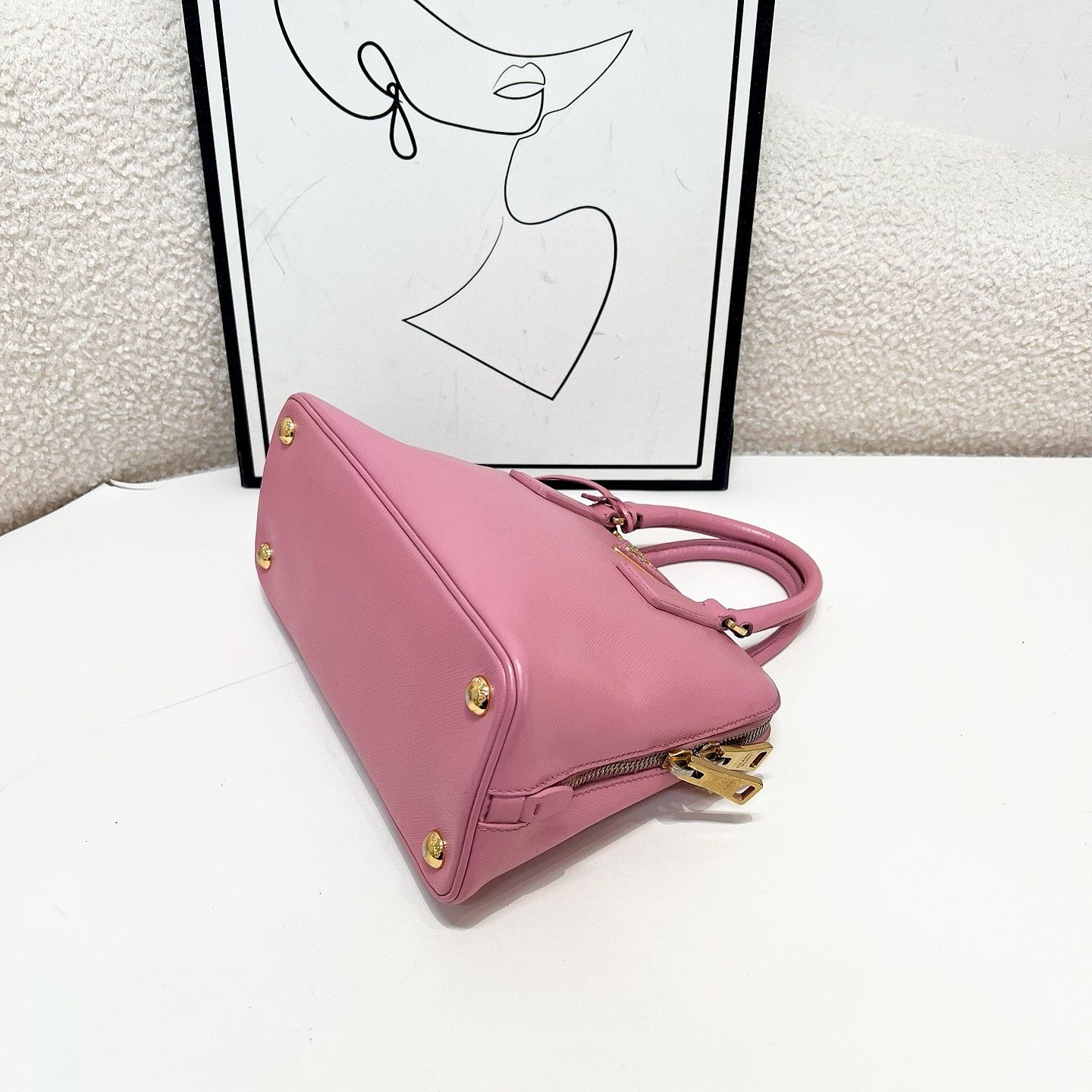 Prada Prada Pink Saffiano Leather Handle Bag One Size Size ONE SIZE - 7 Thumbnail