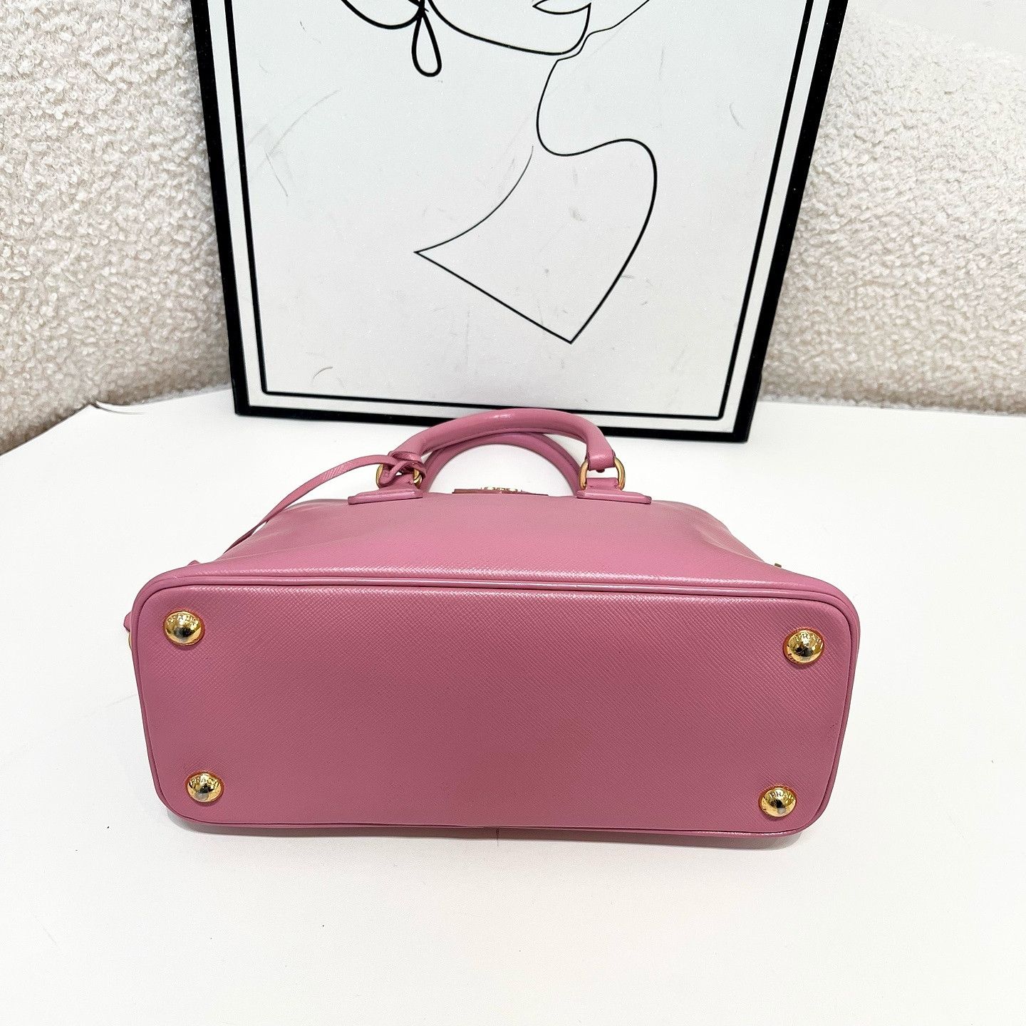 Prada Prada Pink Saffiano Leather Handle Bag One Size Size ONE SIZE - 4 Thumbnail