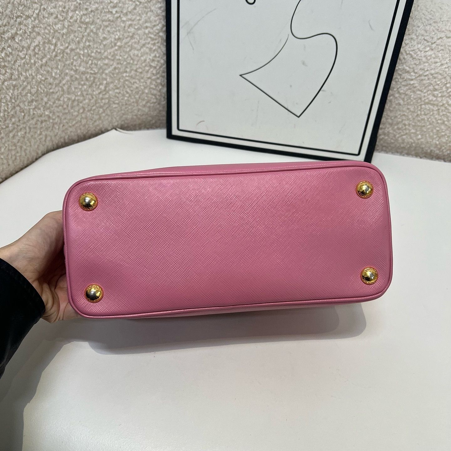 Prada Prada Pink Saffiano Leather Handle Bag One Size Size ONE SIZE - 9 Thumbnail