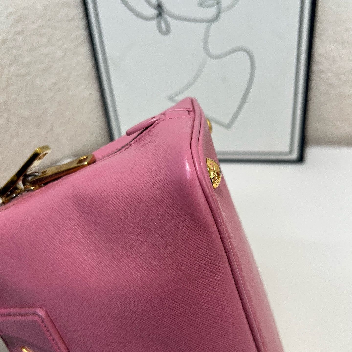 Prada Prada Pink Saffiano Leather Handle Bag One Size Size ONE SIZE - 16 Thumbnail