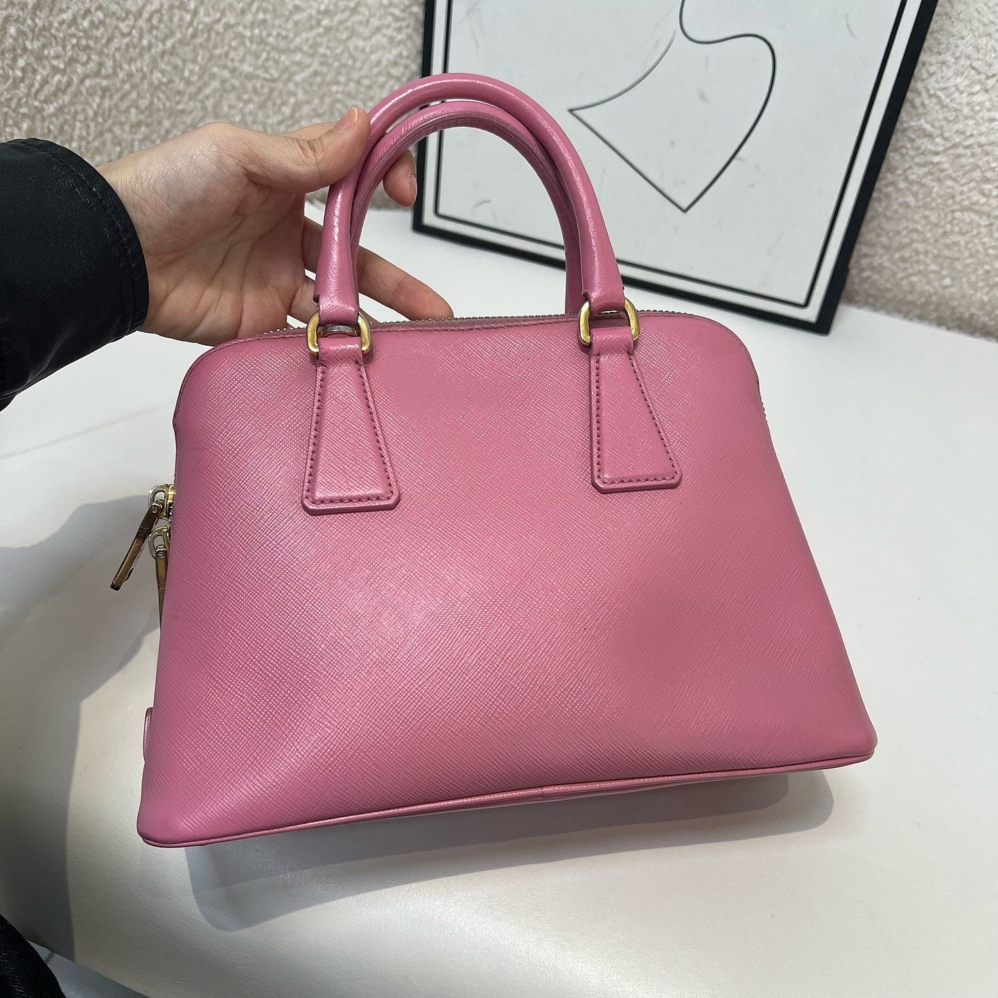 Prada Prada Pink Saffiano Leather Handle Bag One Size Size ONE SIZE - 11 Thumbnail