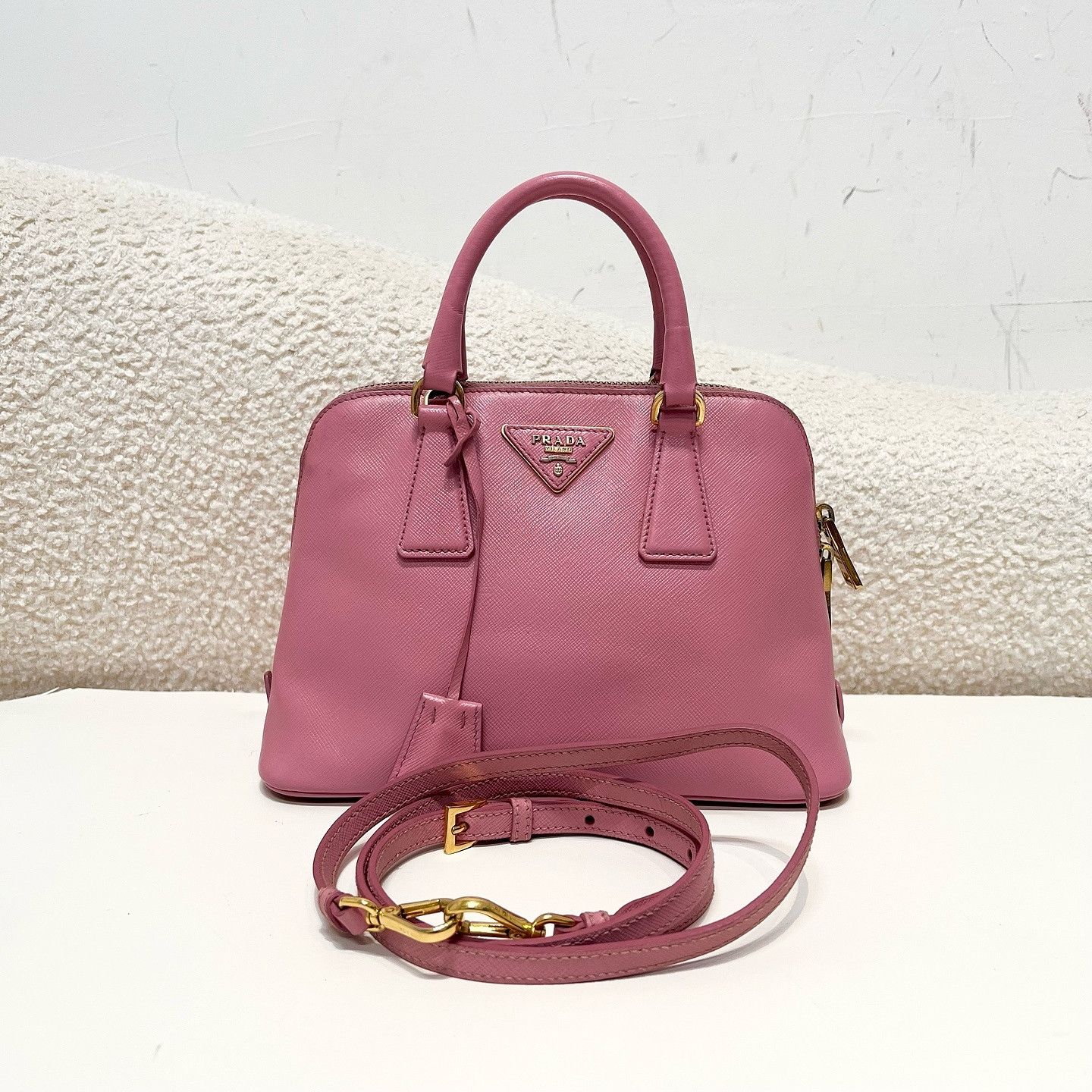 Prada Prada Pink Saffiano Leather Handle Bag One Size Size ONE SIZE - 20 Thumbnail