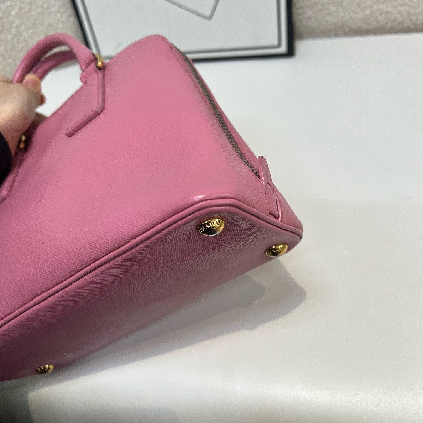 Prada Prada Pink Saffiano Leather Handle Bag One Size Size ONE SIZE - 14 Thumbnail