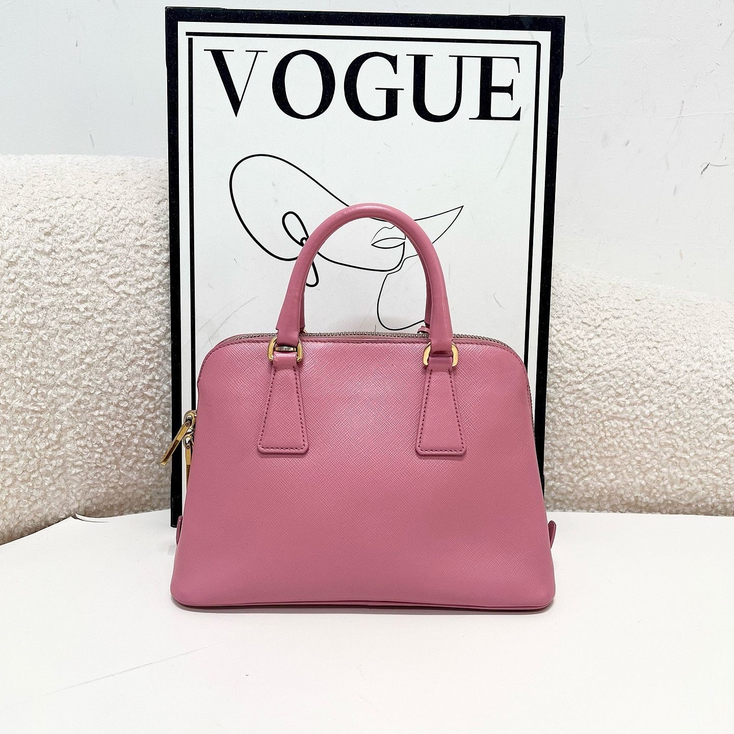 Prada Prada Pink Saffiano Leather Handle Bag One Size Size ONE SIZE - 3 Thumbnail