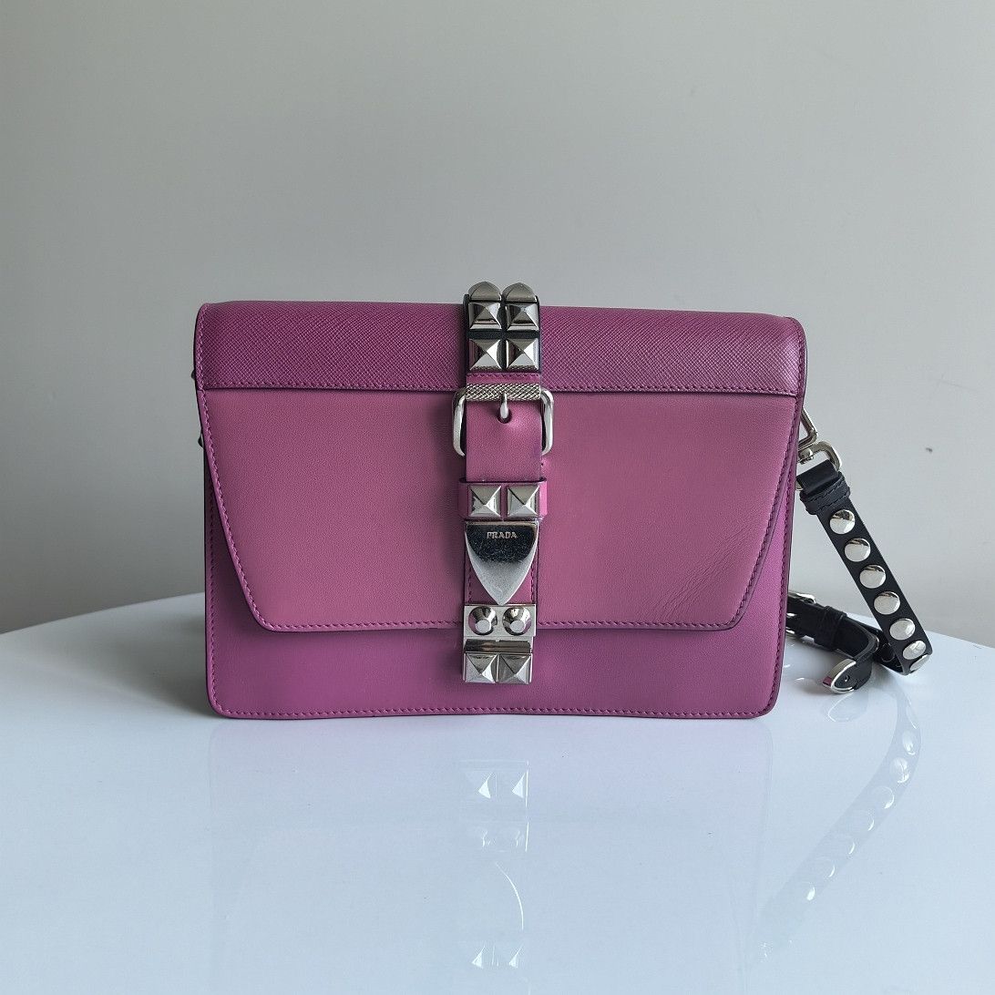 Prada Prada Pink Studded Shoulder Bag Size ONE SIZE - 11 Thumbnail
