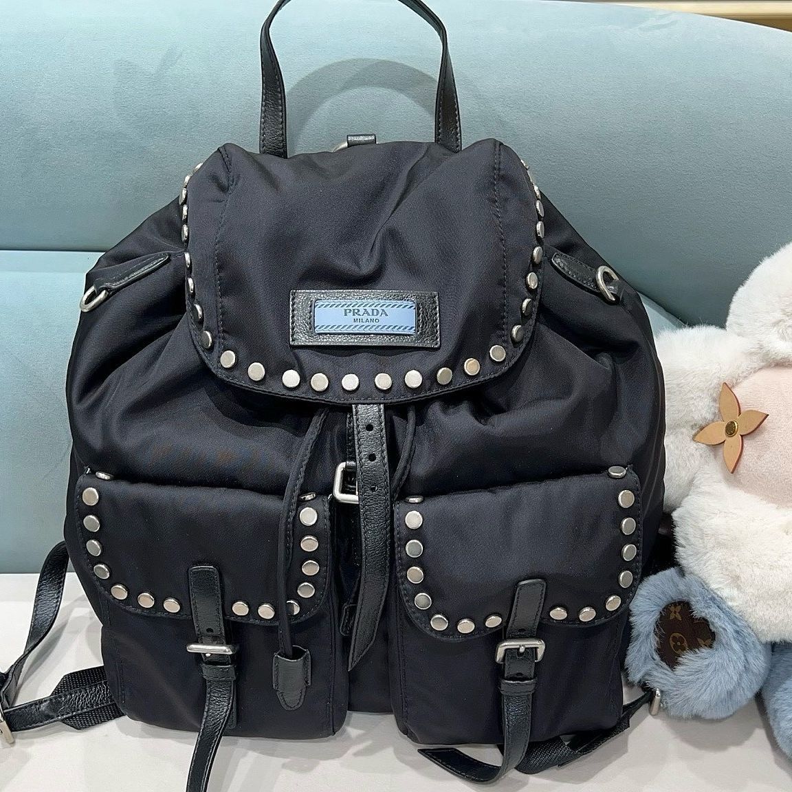 Prada Prada Studded Nylon Backpack One Size Size ONE SIZE - 2 Thumbnail