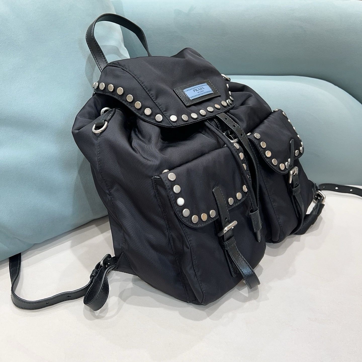 Prada Prada Studded Nylon Backpack One Size Size ONE SIZE - 6 Thumbnail