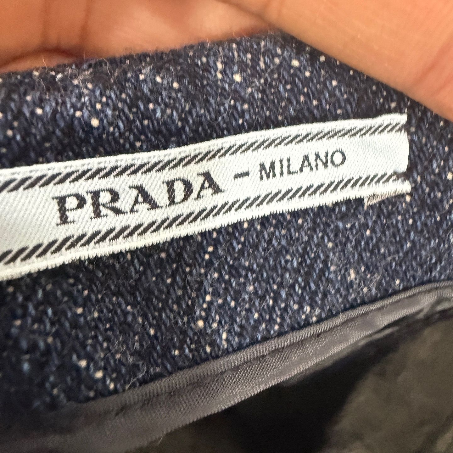 Prada Prada Leather Trim Denim Midi Skirt Size 38 Size 26" / US 2 / IT 38 - 3 Thumbnail