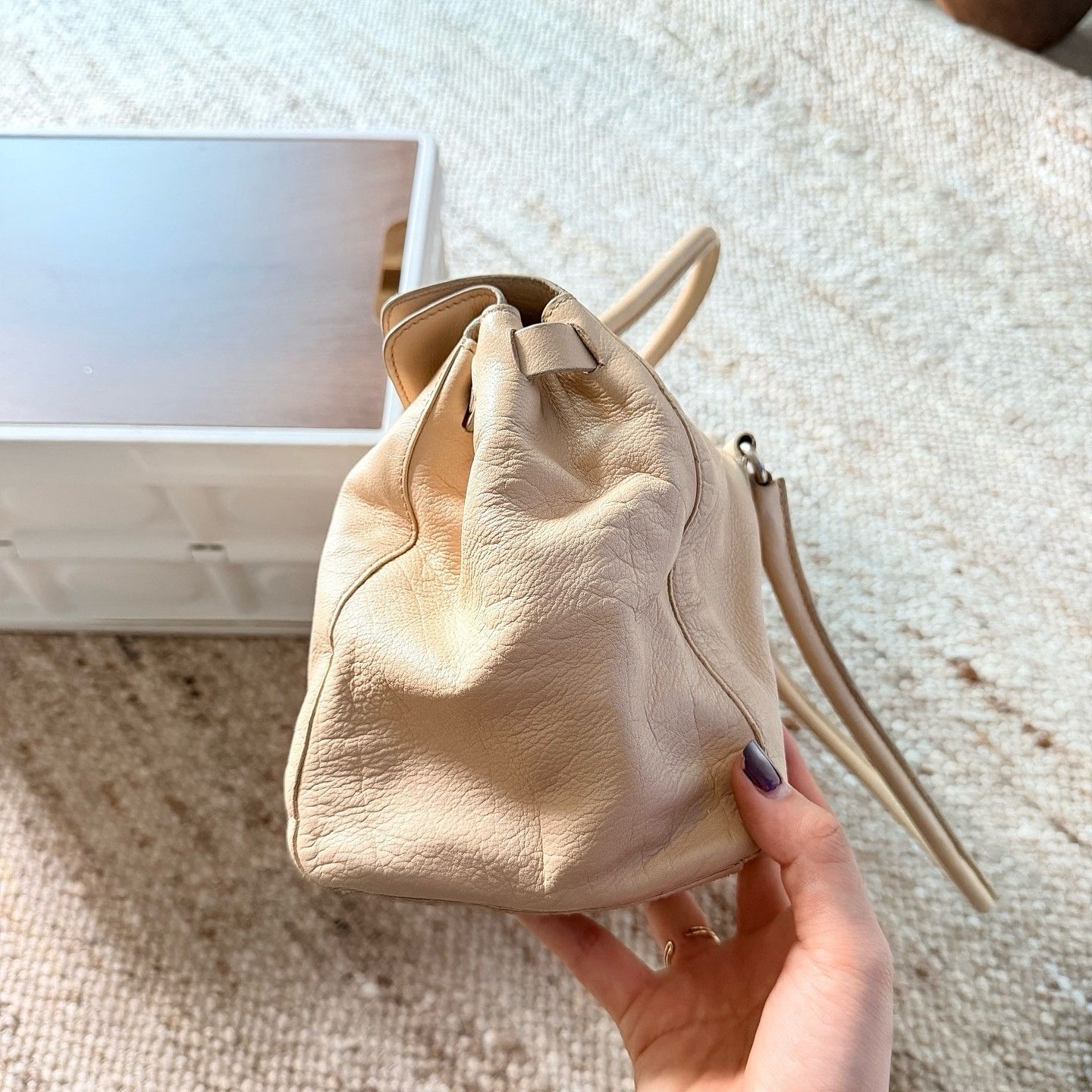 Prada Prada Cream Leather Handle Bag ONE SIZE Size ONE SIZE - 4 Thumbnail