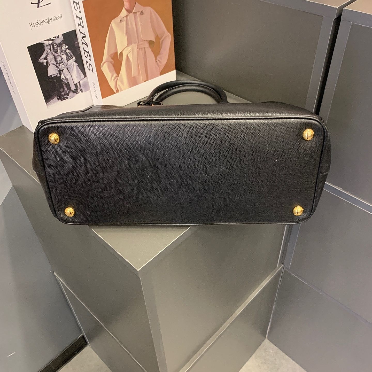 Prada Prada Saffiano Leather Triangle Logo Handle Bag Size ONE SIZE - 4 Thumbnail