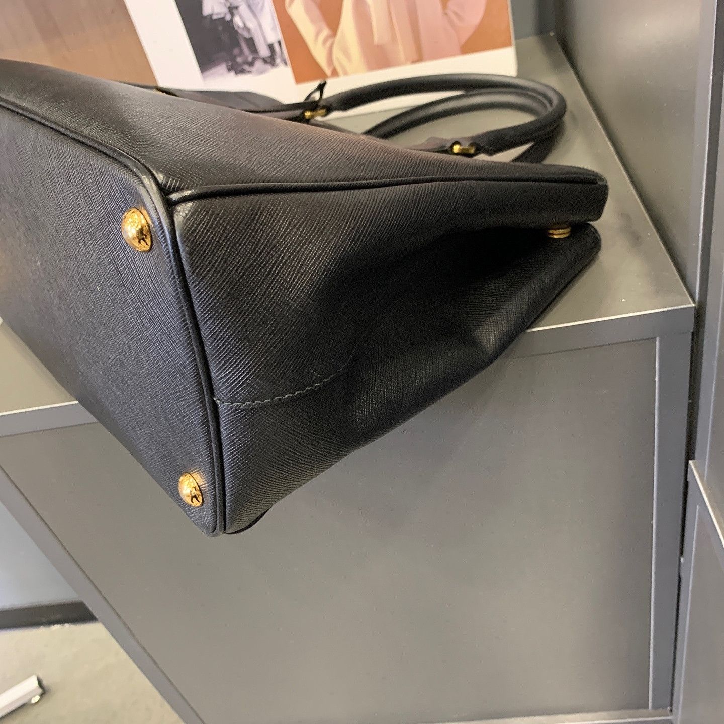 Prada Prada Saffiano Leather Triangle Logo Handle Bag Size ONE SIZE - 6 Thumbnail