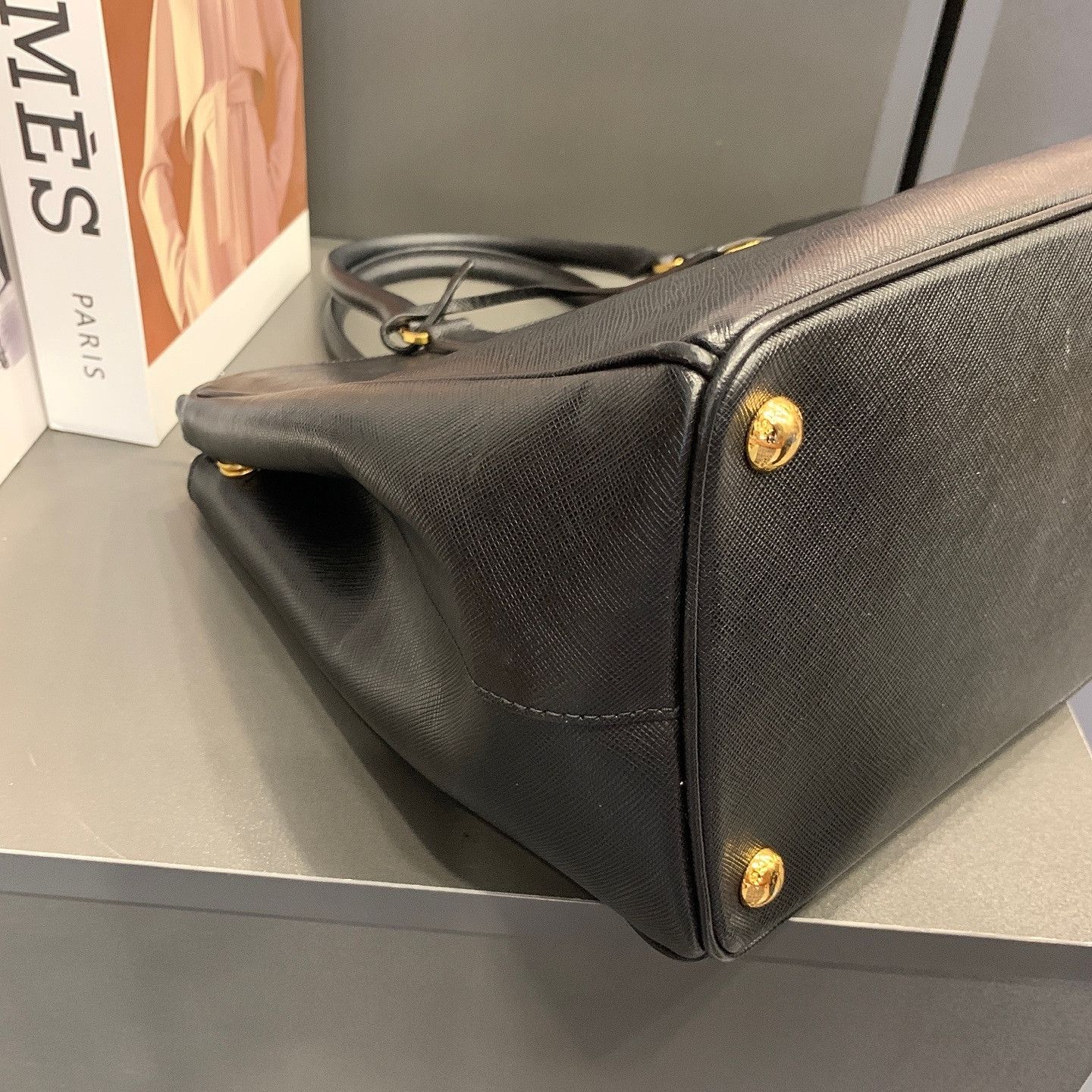 Prada Prada Saffiano Leather Triangle Logo Handle Bag Size ONE SIZE - 7 Thumbnail