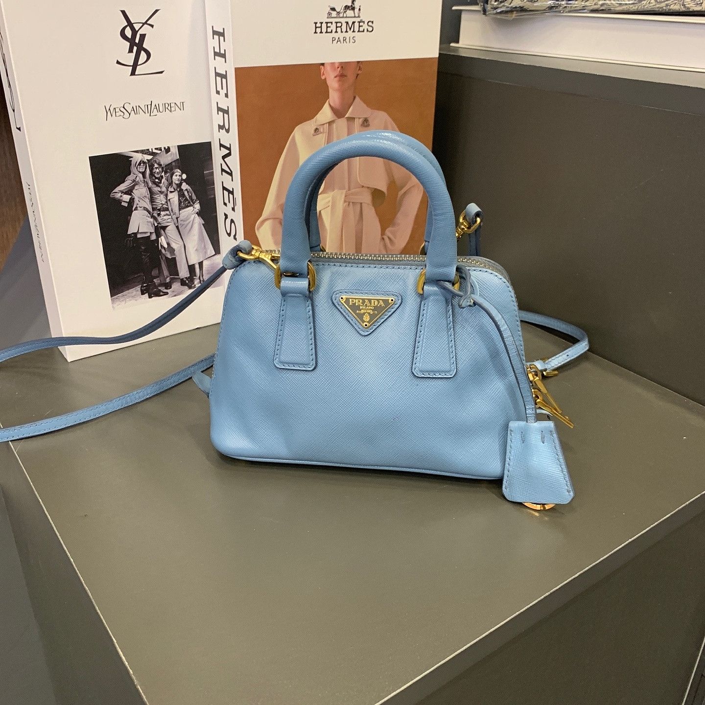 Prada Prada Saffiano Leather Handle Bag One Size Size ONE SIZE - 2 Thumbnail