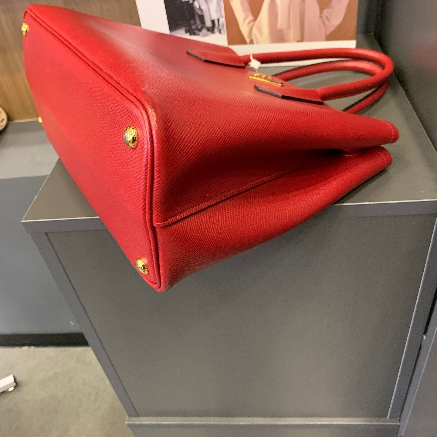 Prada Prada Saffiano Leather Triangle Logo Tote Bag Size ONE SIZE - 6 Thumbnail