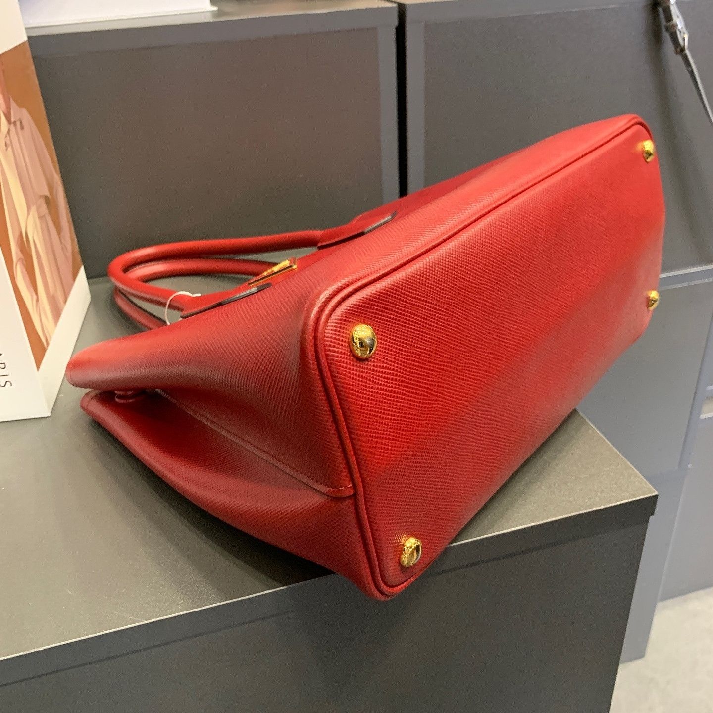 Prada Prada Saffiano Leather Triangle Logo Tote Bag Size ONE SIZE - 7 Thumbnail