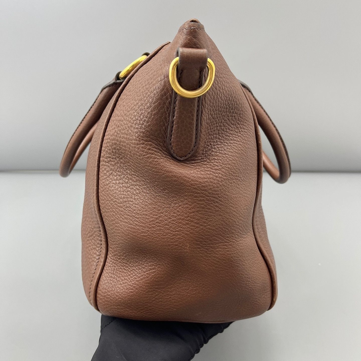 Prada Prada Pebbled Leather Tote Bag ONE SIZE Size ONE SIZE - 13 Thumbnail