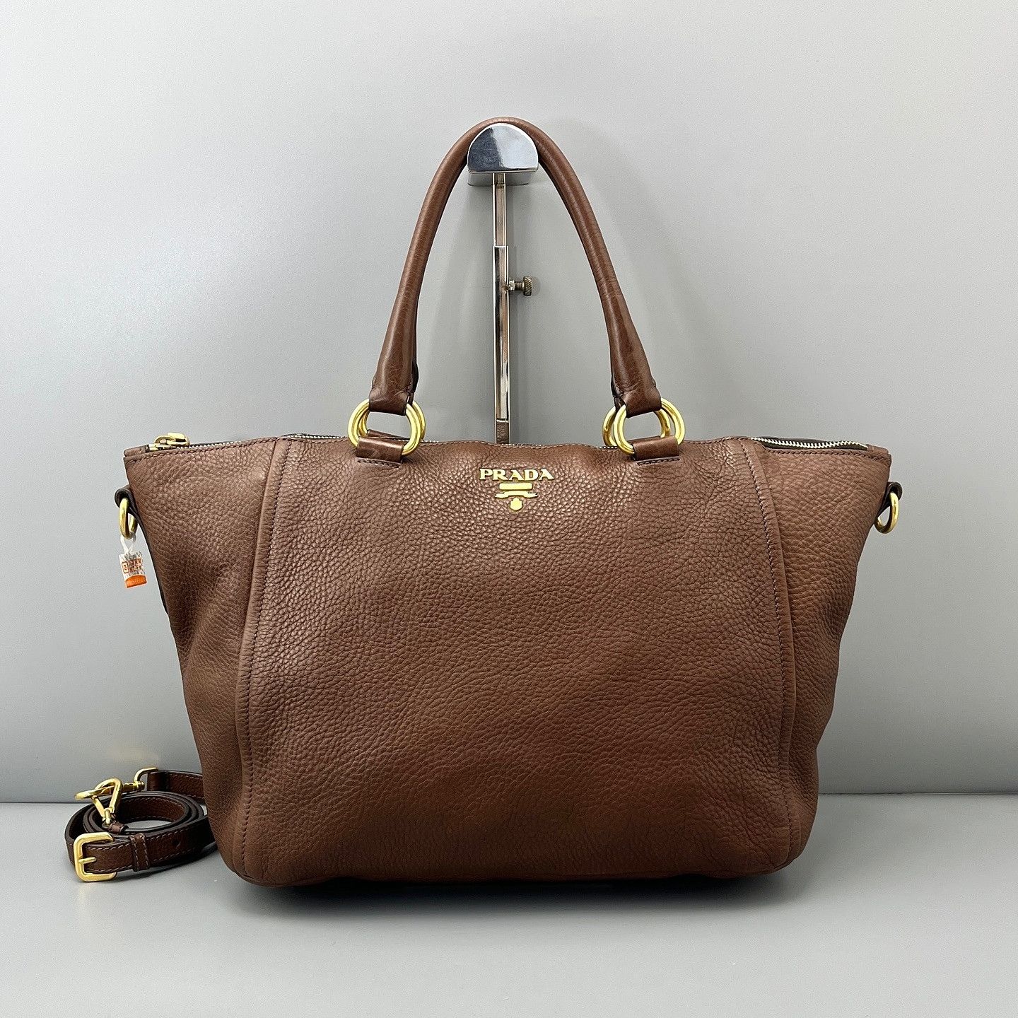 Prada Prada Pebbled Leather Tote Bag ONE SIZE Size ONE SIZE - 2 Thumbnail