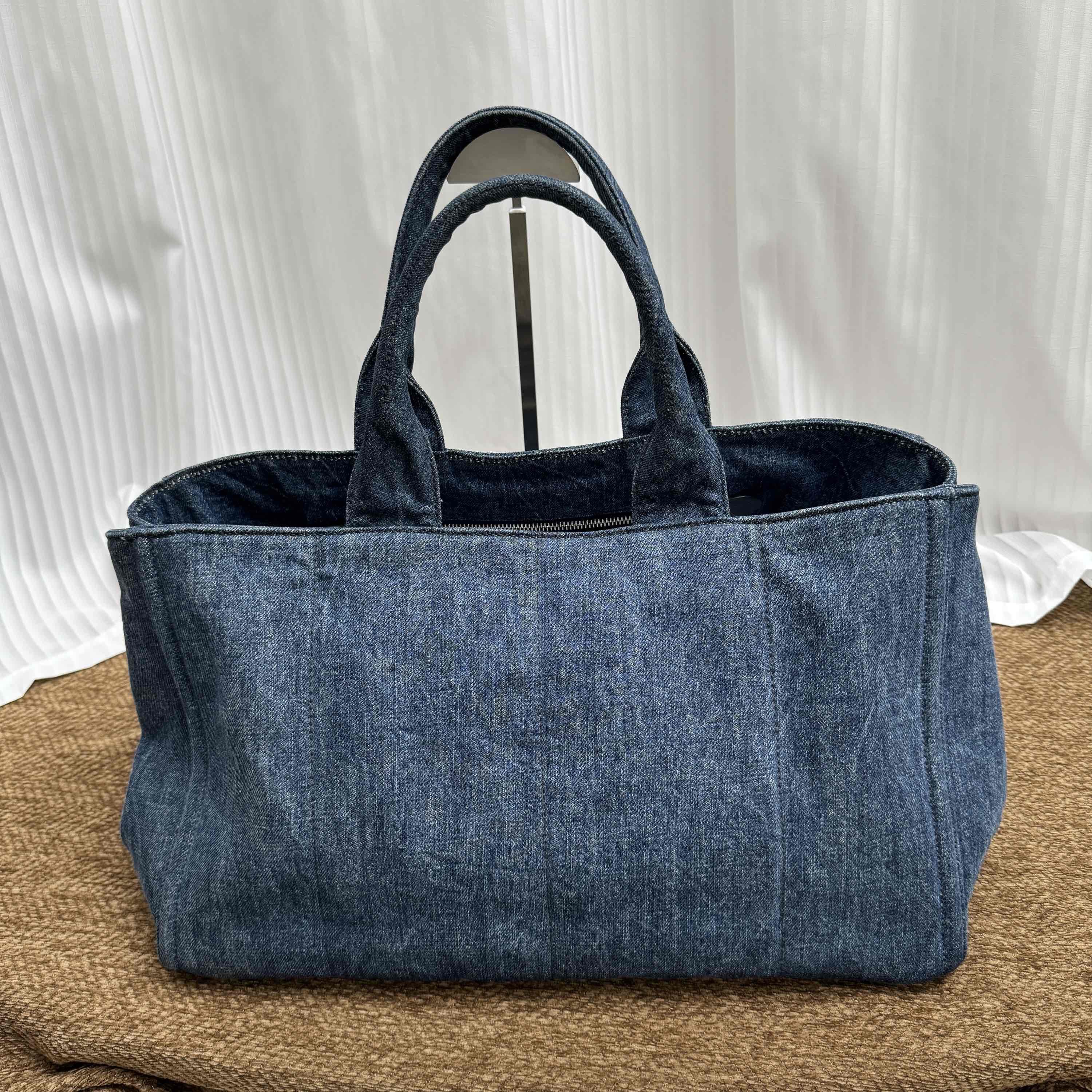 Prada Prada Denim Embellished Tote Bag Size ONE SIZE - 3 Thumbnail