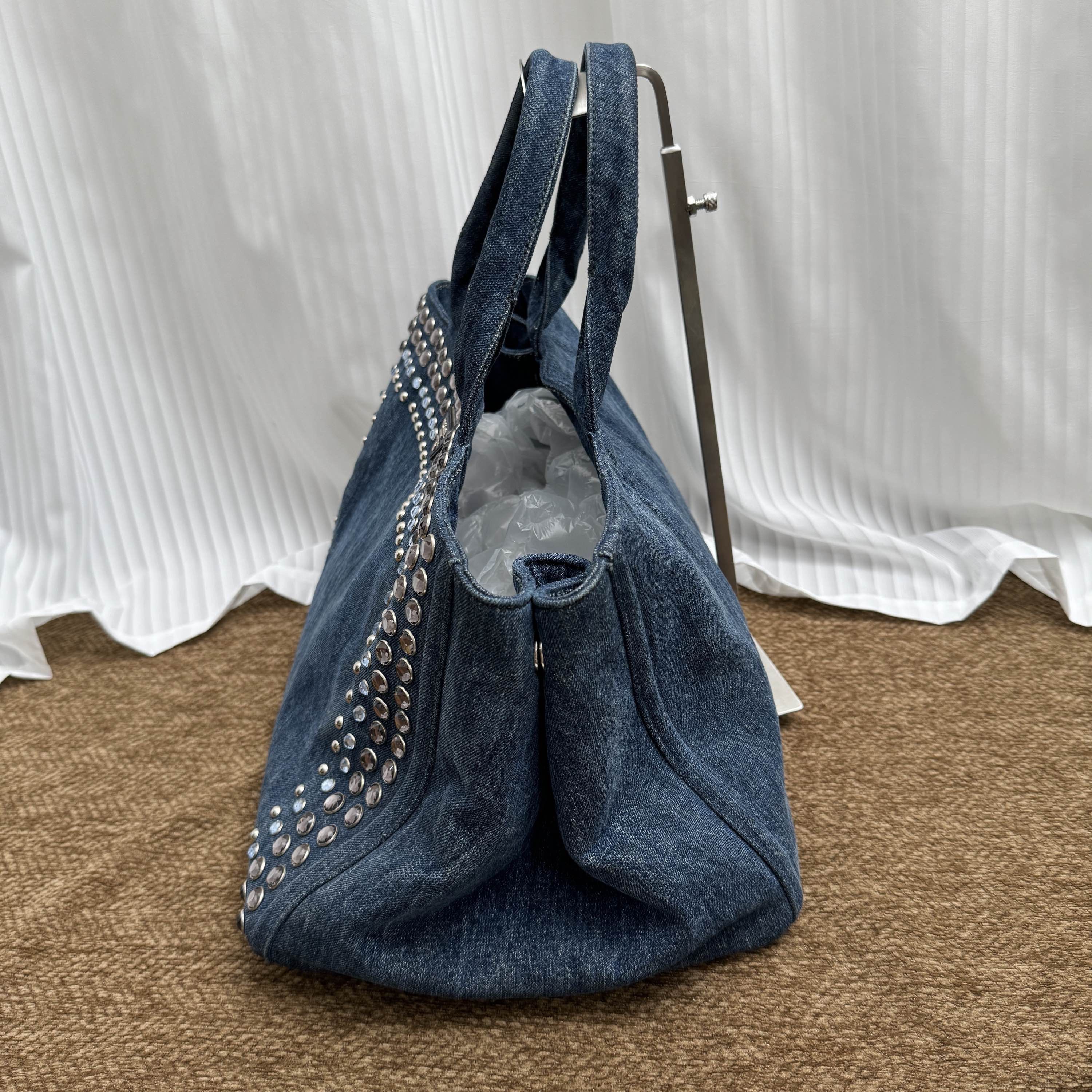 Prada Prada Denim Embellished Tote Bag Size ONE SIZE - 7 Thumbnail