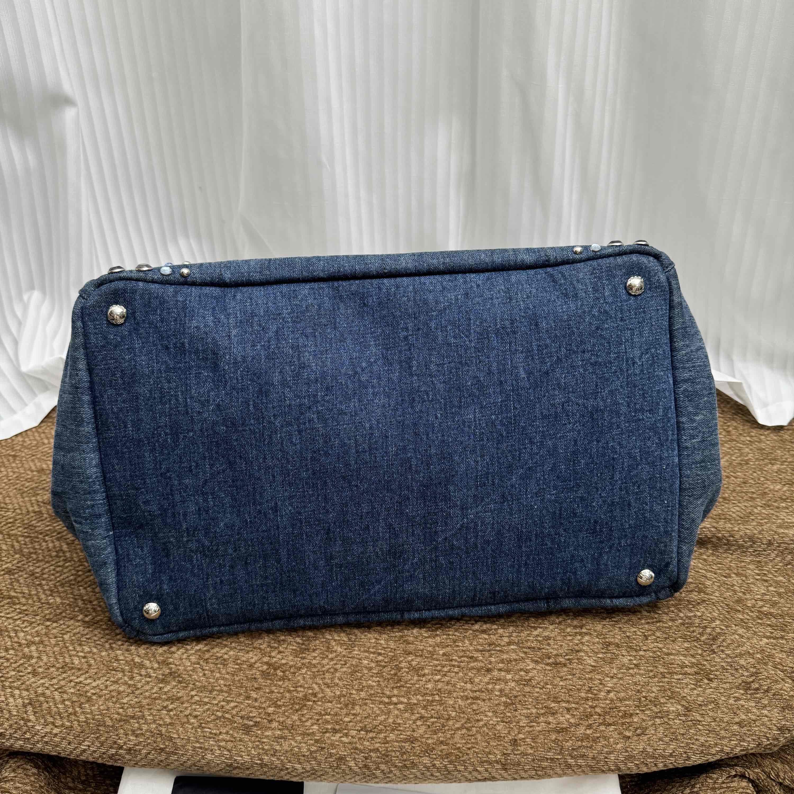 Prada Prada Denim Embellished Tote Bag Size ONE SIZE - 4 Thumbnail