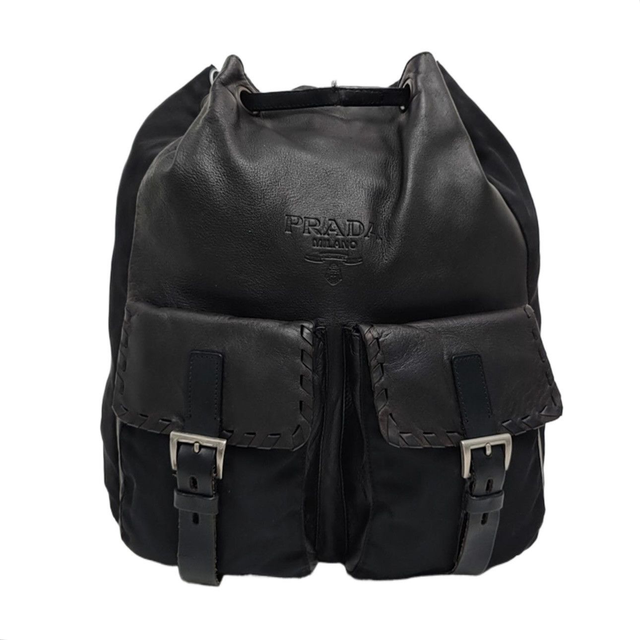 Prada Prada Vintage Leather Nylon Backpack One Size Size ONE SIZE - 2 Thumbnail