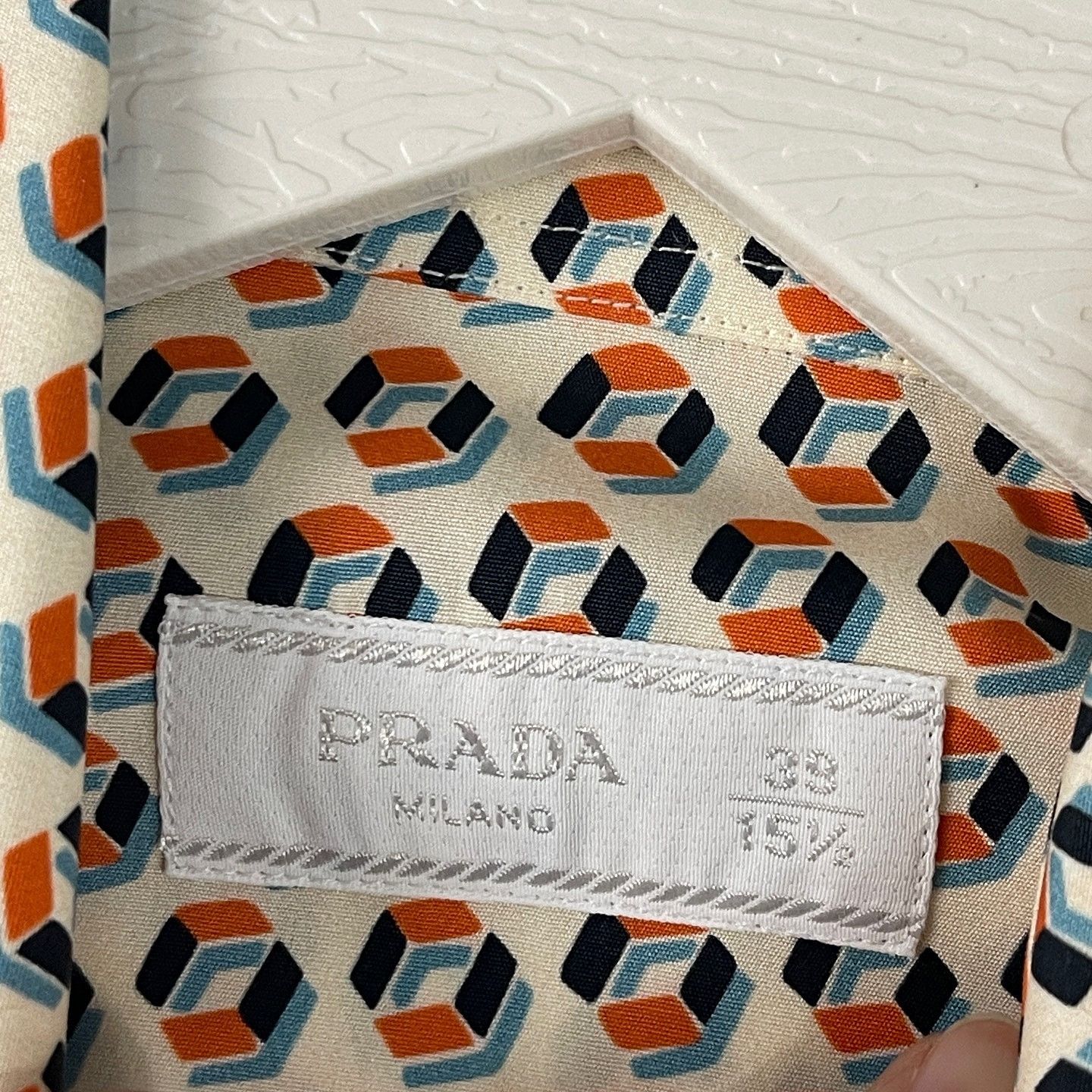 Prada Prada Geometric Cube Print Button Up Shirt Size 39 Size US M / EU 48-50 / 2 - 3 Thumbnail
