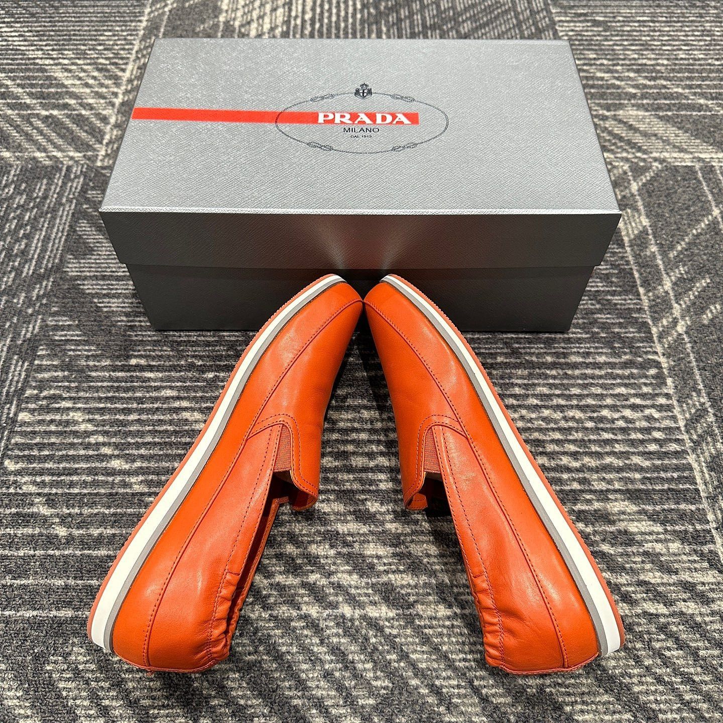Prada Prada Orange Leather Slip On Sneakers Size US 7.5 Size US 7.5 / EU 40-41 - 7 Thumbnail