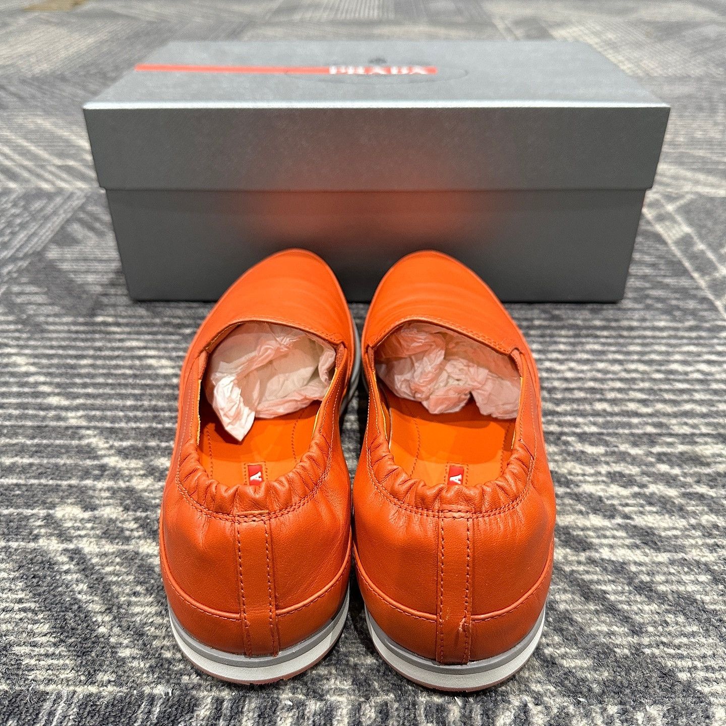Prada Prada Orange Leather Slip On Sneakers Size US 7.5 Size US 7.5 / EU 40-41 - 3 Thumbnail