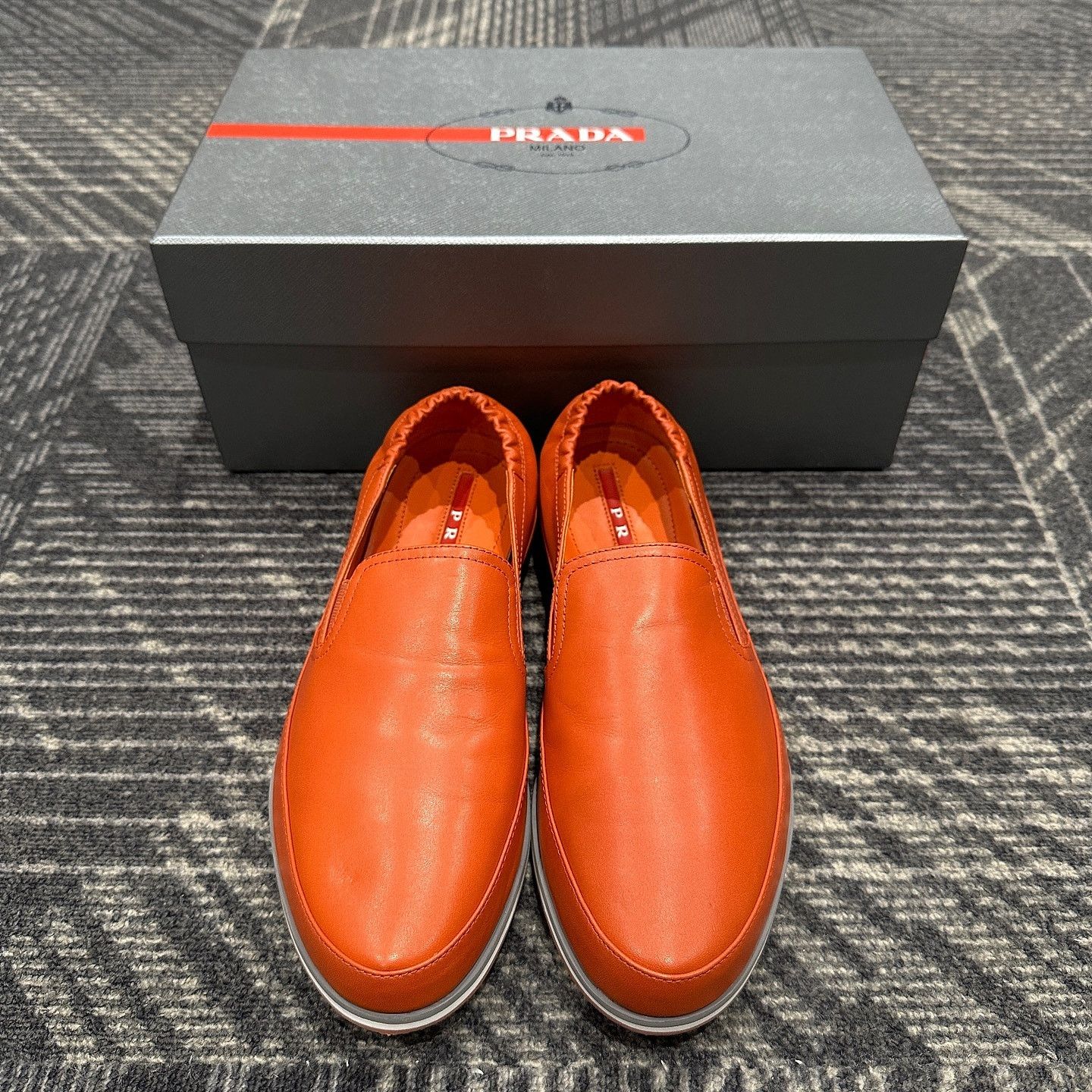 Prada Prada Orange Leather Slip On Sneakers Size US 7.5 Size US 7.5 / EU 40-41 - 2 Thumbnail