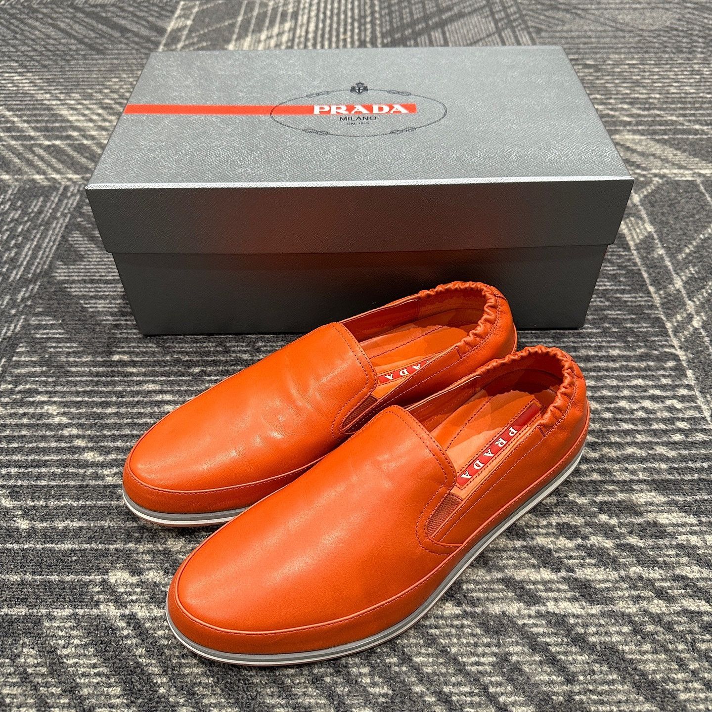 Prada Prada Orange Leather Slip On Sneakers Size US 7.5 Size US 7.5 / EU 40-41 - 9 Thumbnail