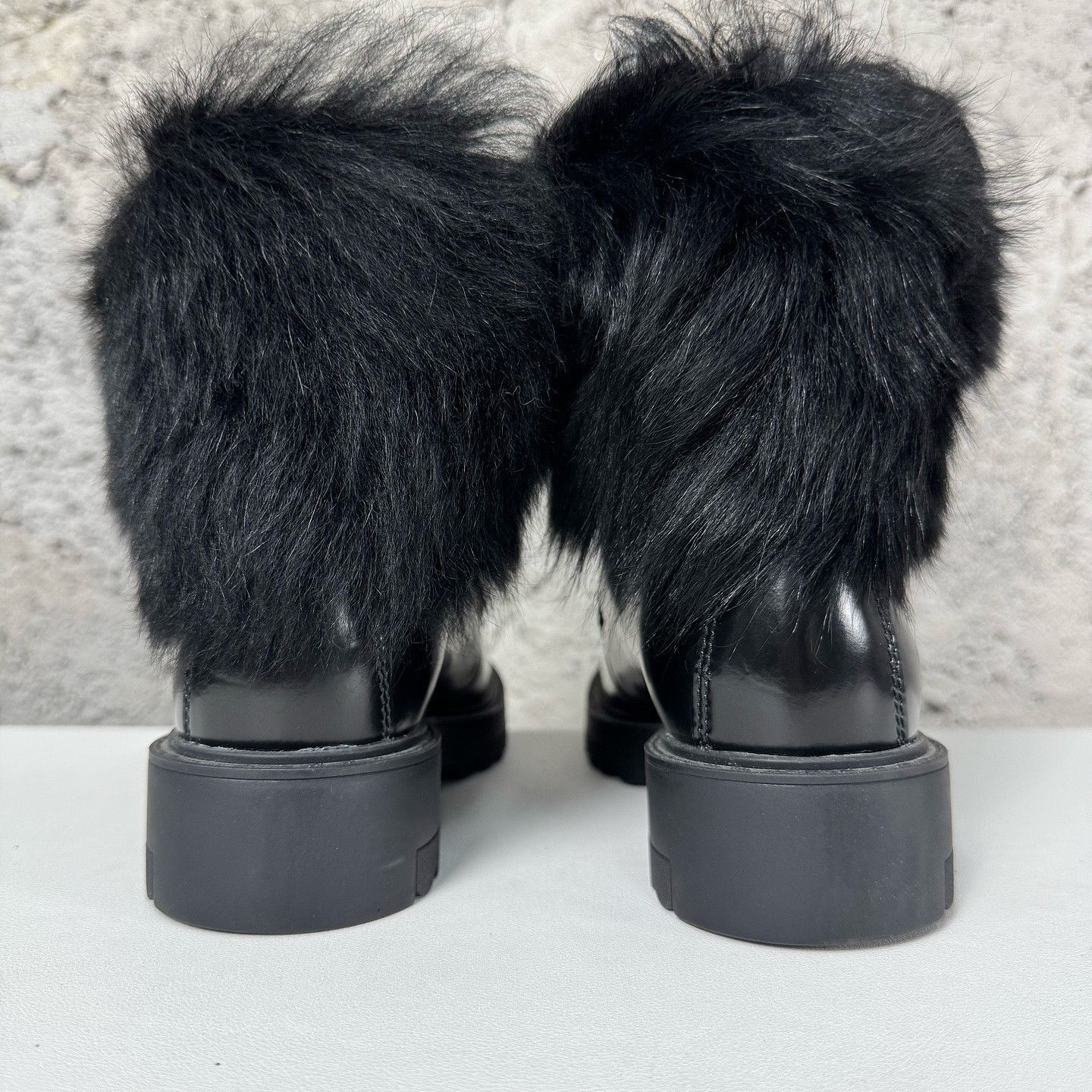Prada Prada Black Fur Trim Lace Up Boots Size 35 Size US 5 / IT 35 - 3 Thumbnail