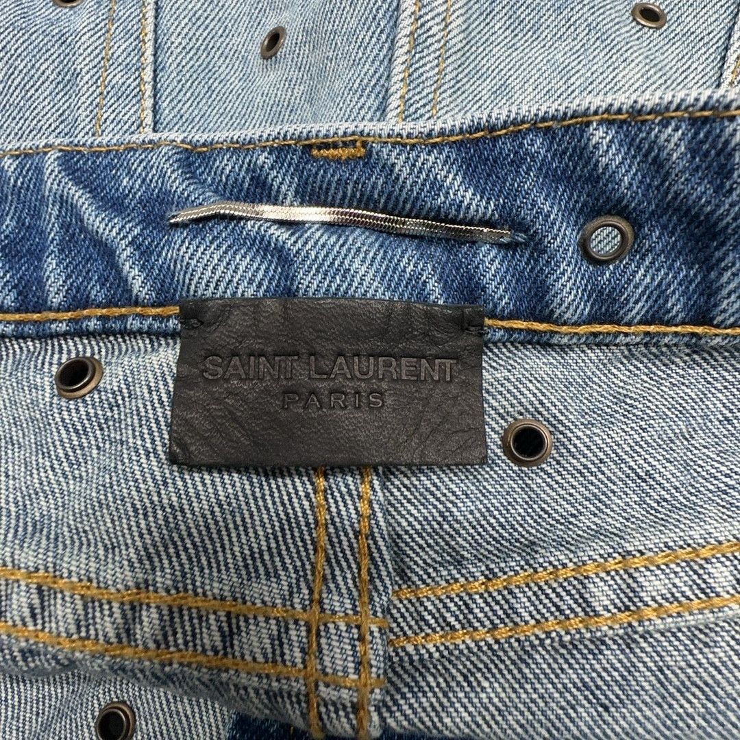 Saint Laurent Paris Saint Laurent Eyelet Stud Denim Shorts Size 32 Size 33" - 3 Thumbnail