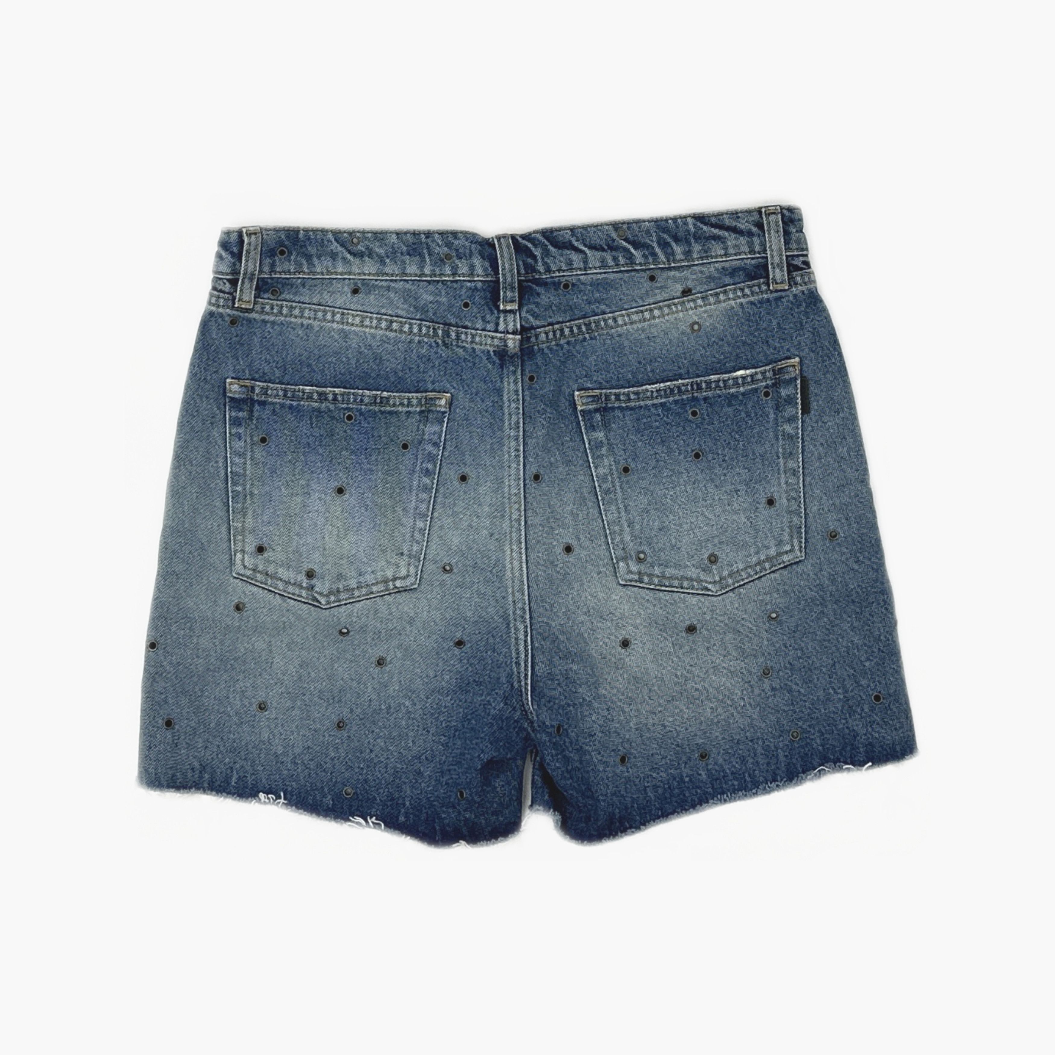 Saint Laurent Paris Saint Laurent Eyelet Stud Denim Shorts Size 32 Size 33" - 2 Thumbnail