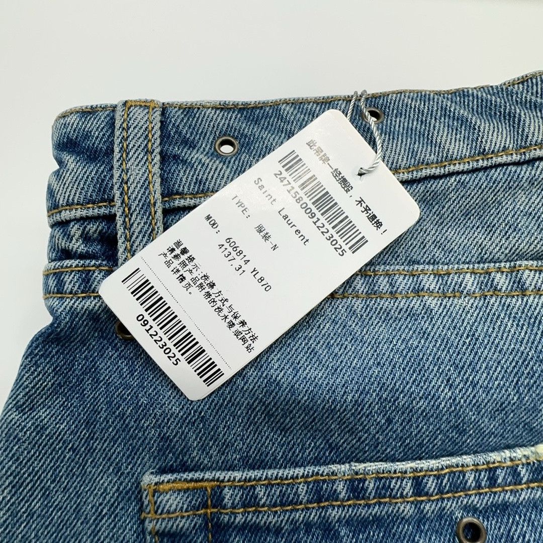Saint Laurent Paris Saint Laurent Grommet Frayed Denim Shorts Size 31 Size 31" - 3 Thumbnail