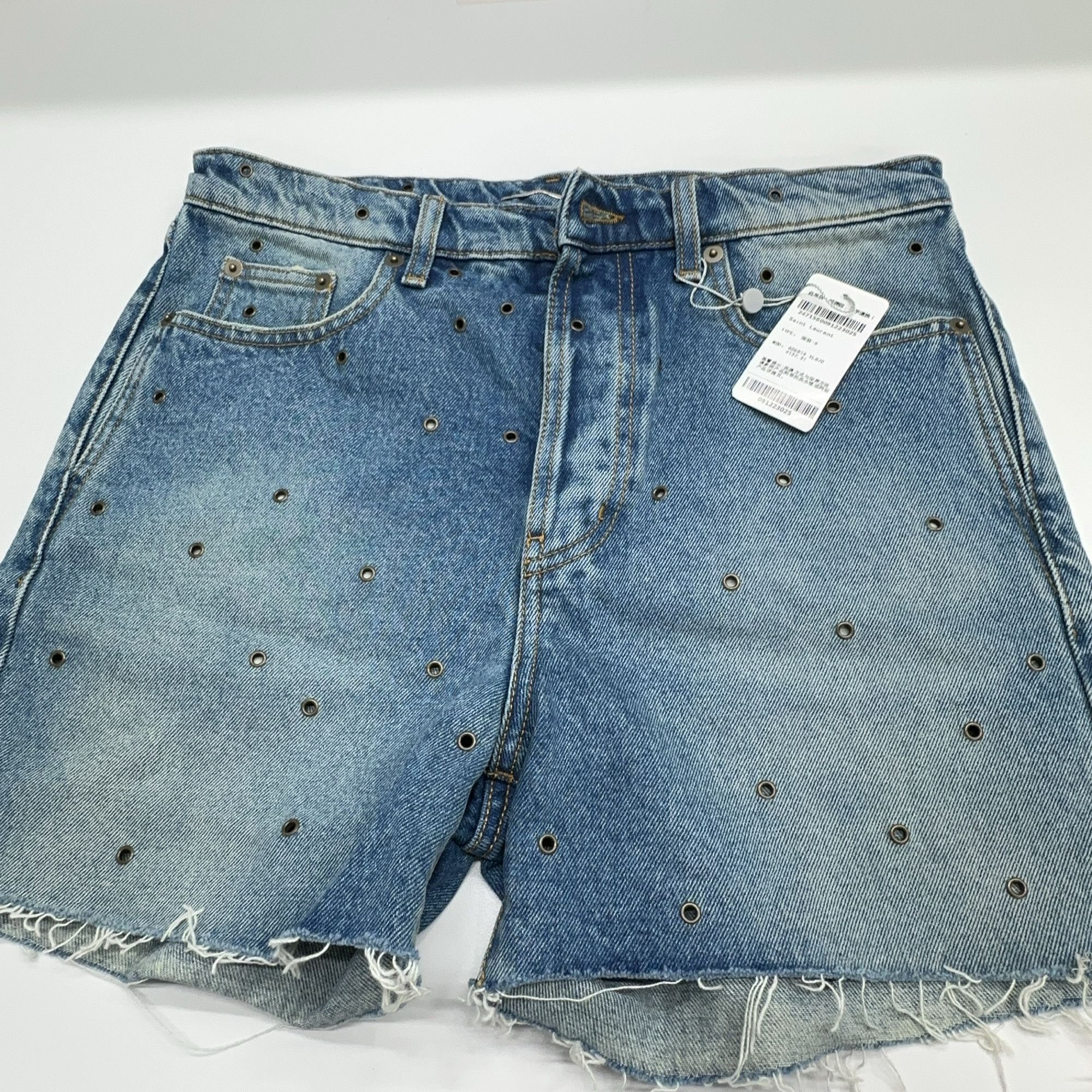 Saint Laurent Paris Saint Laurent Grommet Frayed Denim Shorts Size 31 Size 31" - 7 Thumbnail