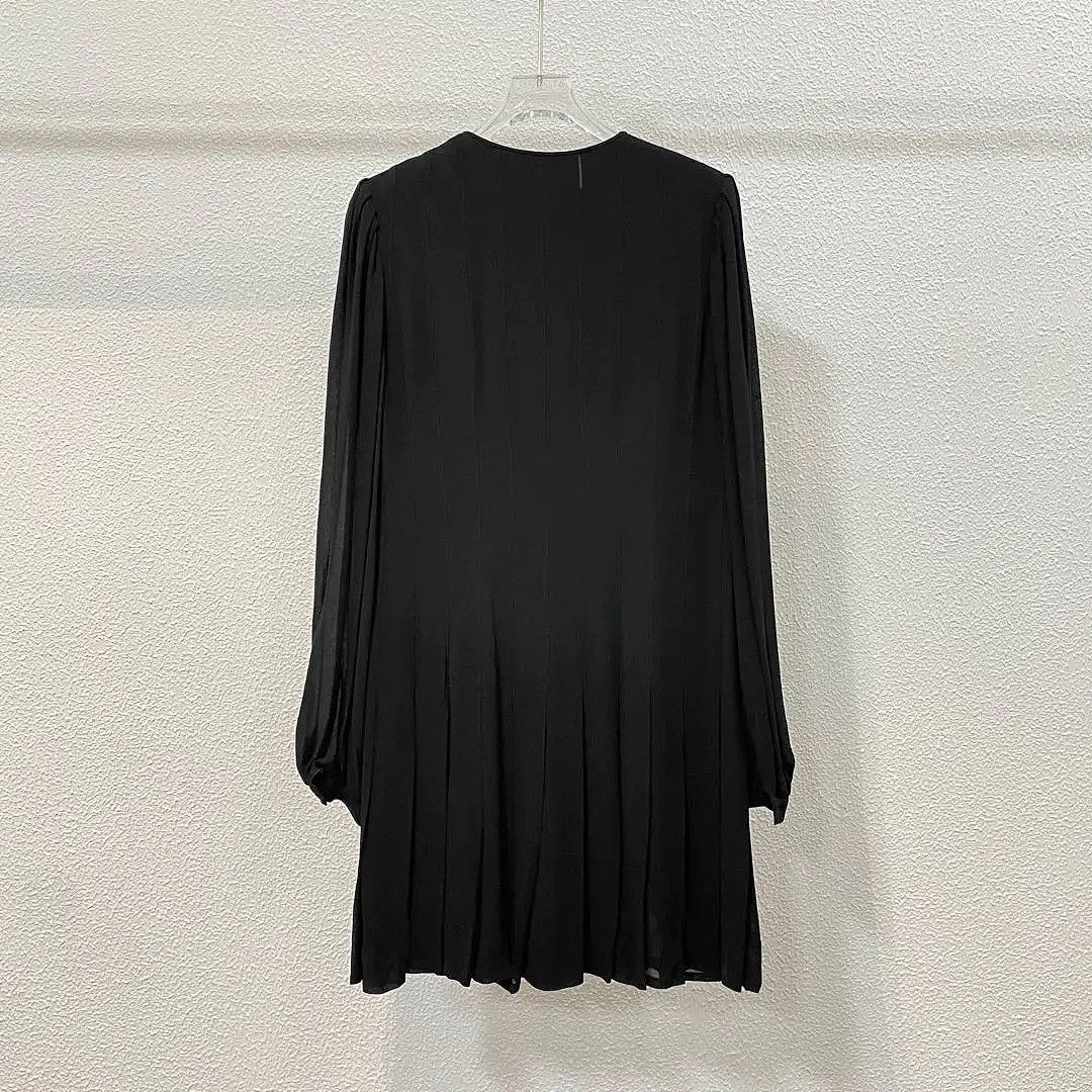 Saint Laurent Paris Saint Laurent Black Viscose Mini Dress Size 36 Size XS / US 0-2 / IT 36-38 - 2 Thumbnail