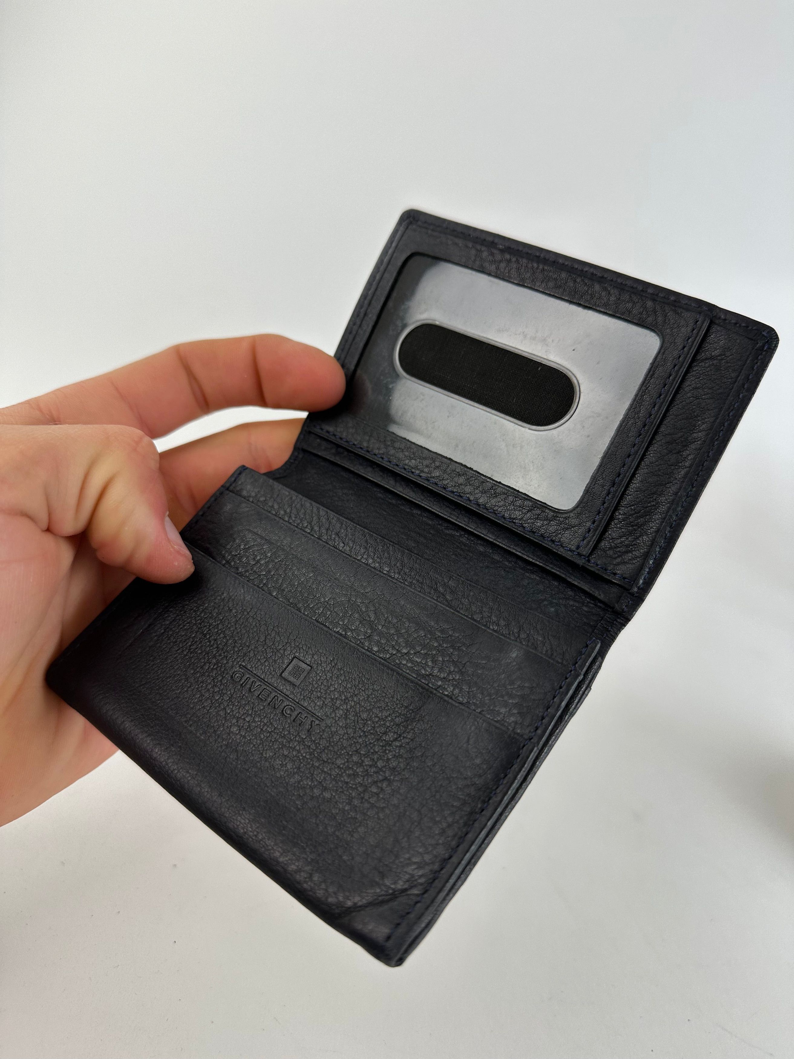 Givenchy Vintage 4G Logo Leather Bifold Wallet Navy Size ONE SIZE - 3 Thumbnail