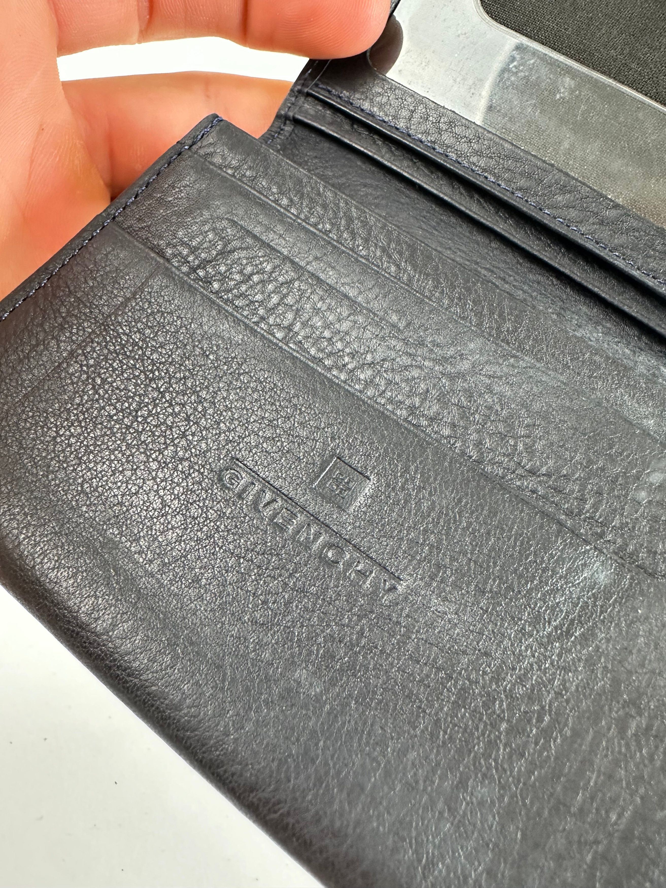 Givenchy Vintage 4G Logo Leather Bifold Wallet Navy Size ONE SIZE - 4 Thumbnail