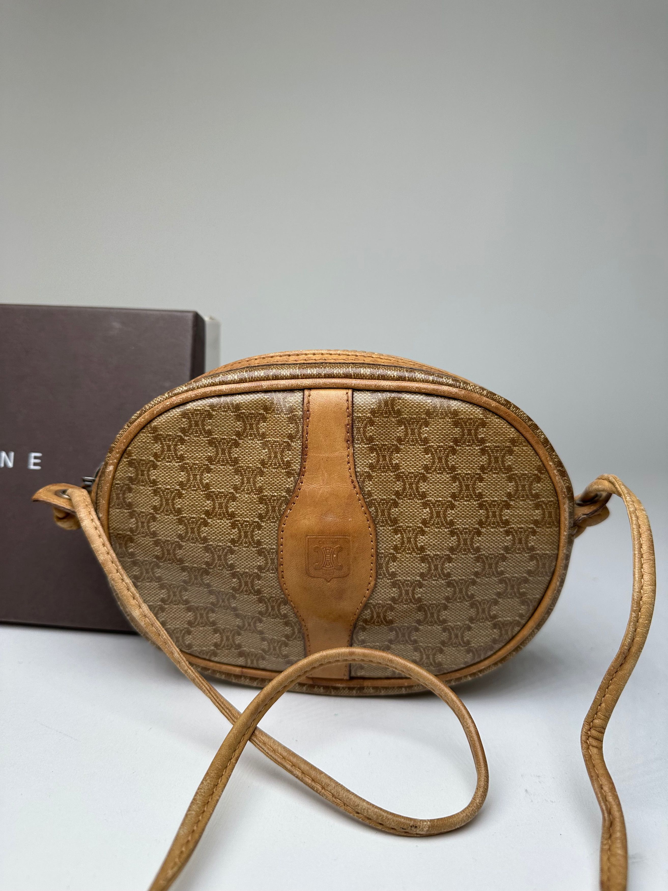 Celine Vintage Macadam Canvas Camera Crossbody Bag Beige Size ONE SIZE - 8 Thumbnail