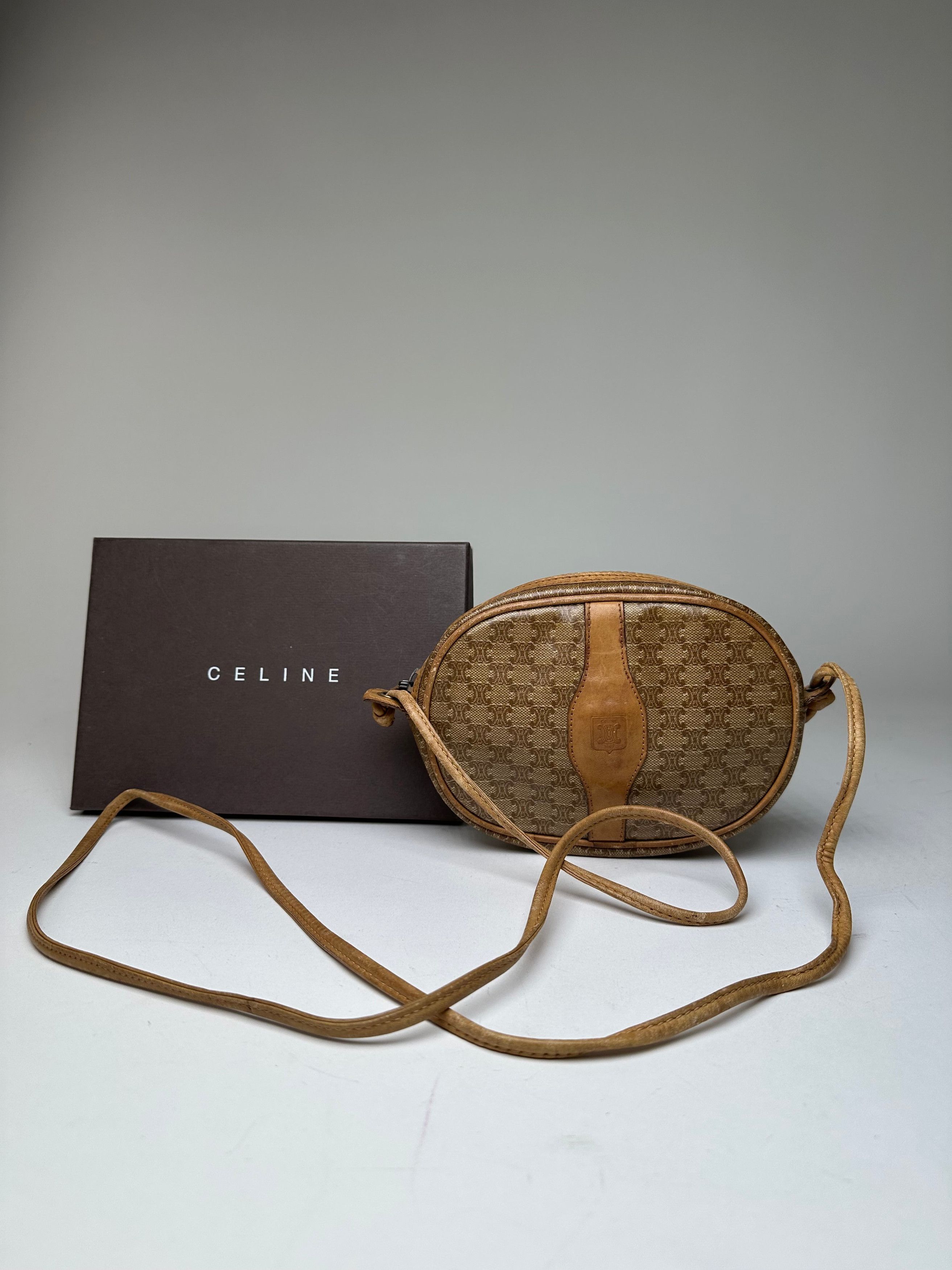 Celine Vintage Macadam Canvas Camera Crossbody Bag Beige Size ONE SIZE - 12 Thumbnail