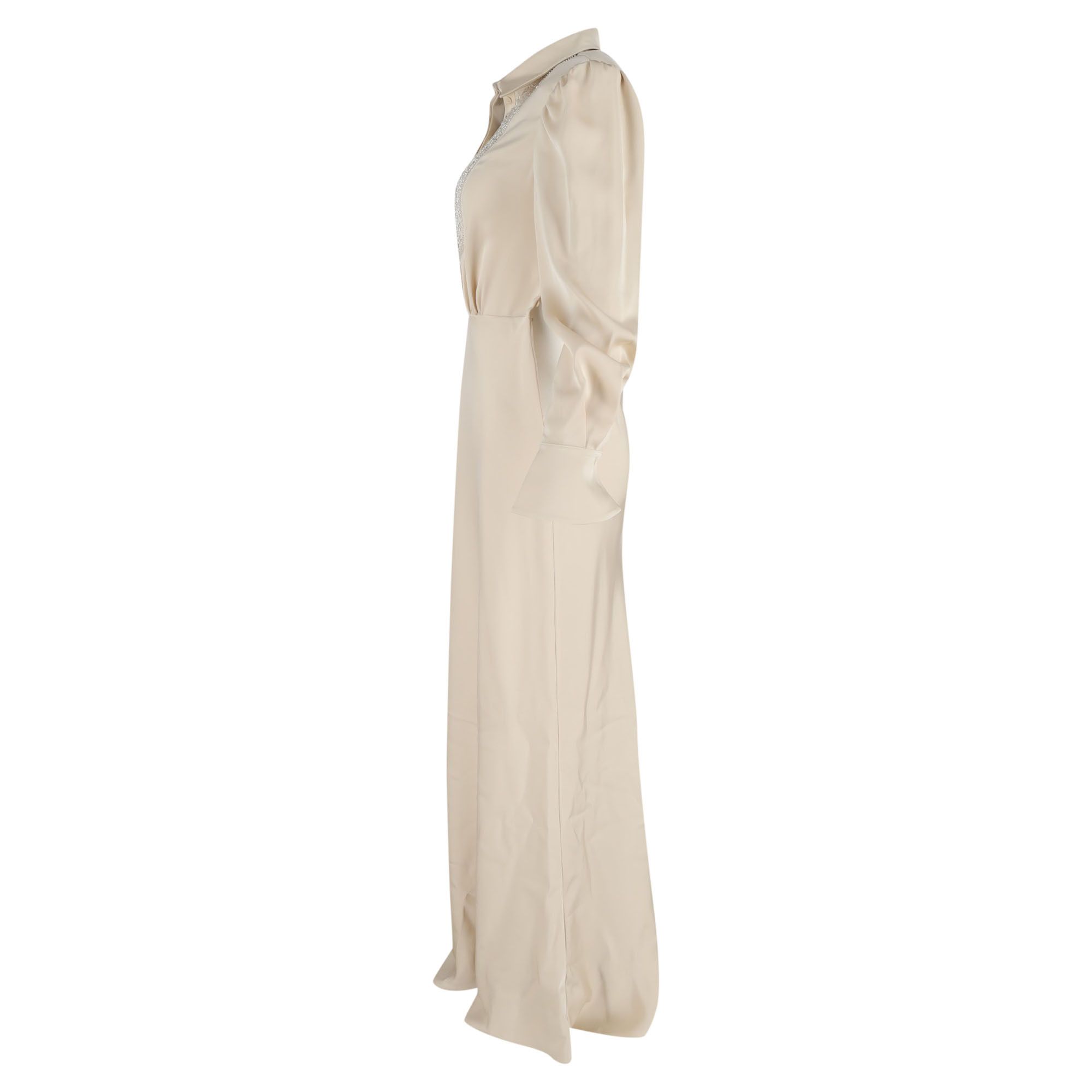 Self-Portrait Self-Portrait Embroidered-Design Maxi Dress in Cream Satin Size XXS / US 00 / IT 34 - 2 Thumbnail