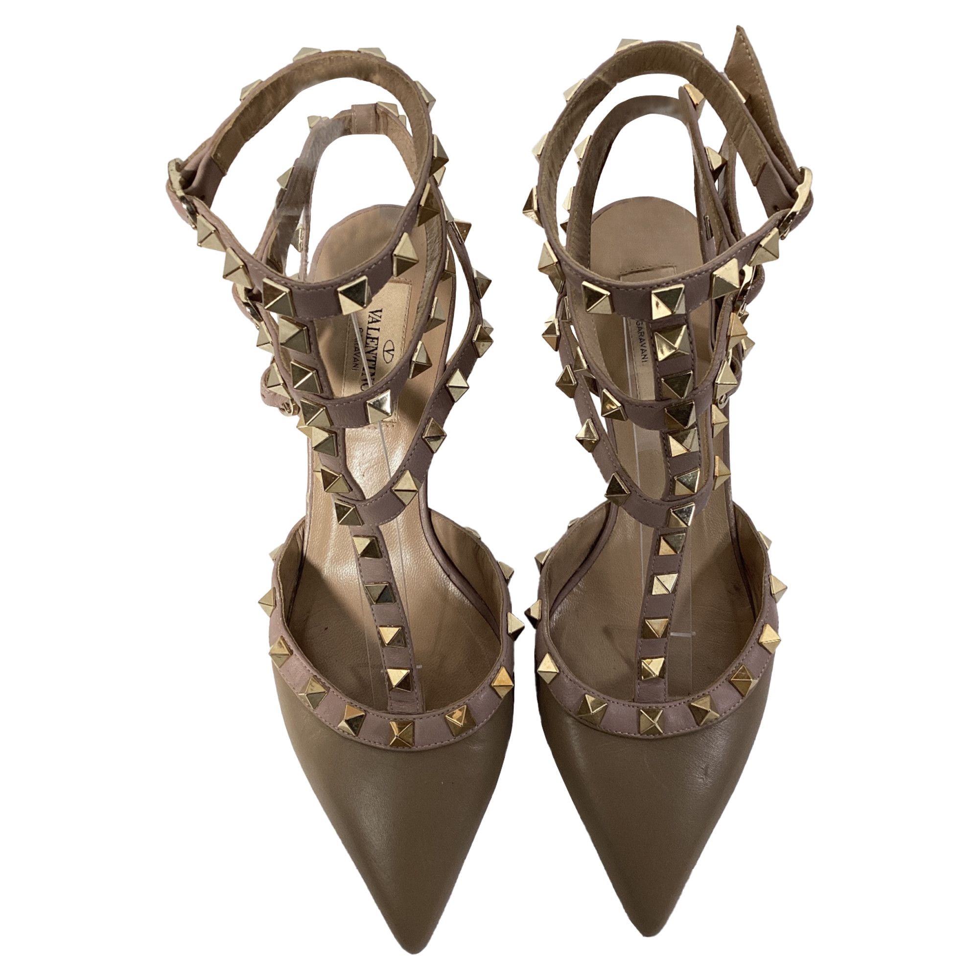 Valentino Valentino Garavani Rockstud Caged Pumps in Brown Leather Size US 8 / IT 38 - 3 Thumbnail