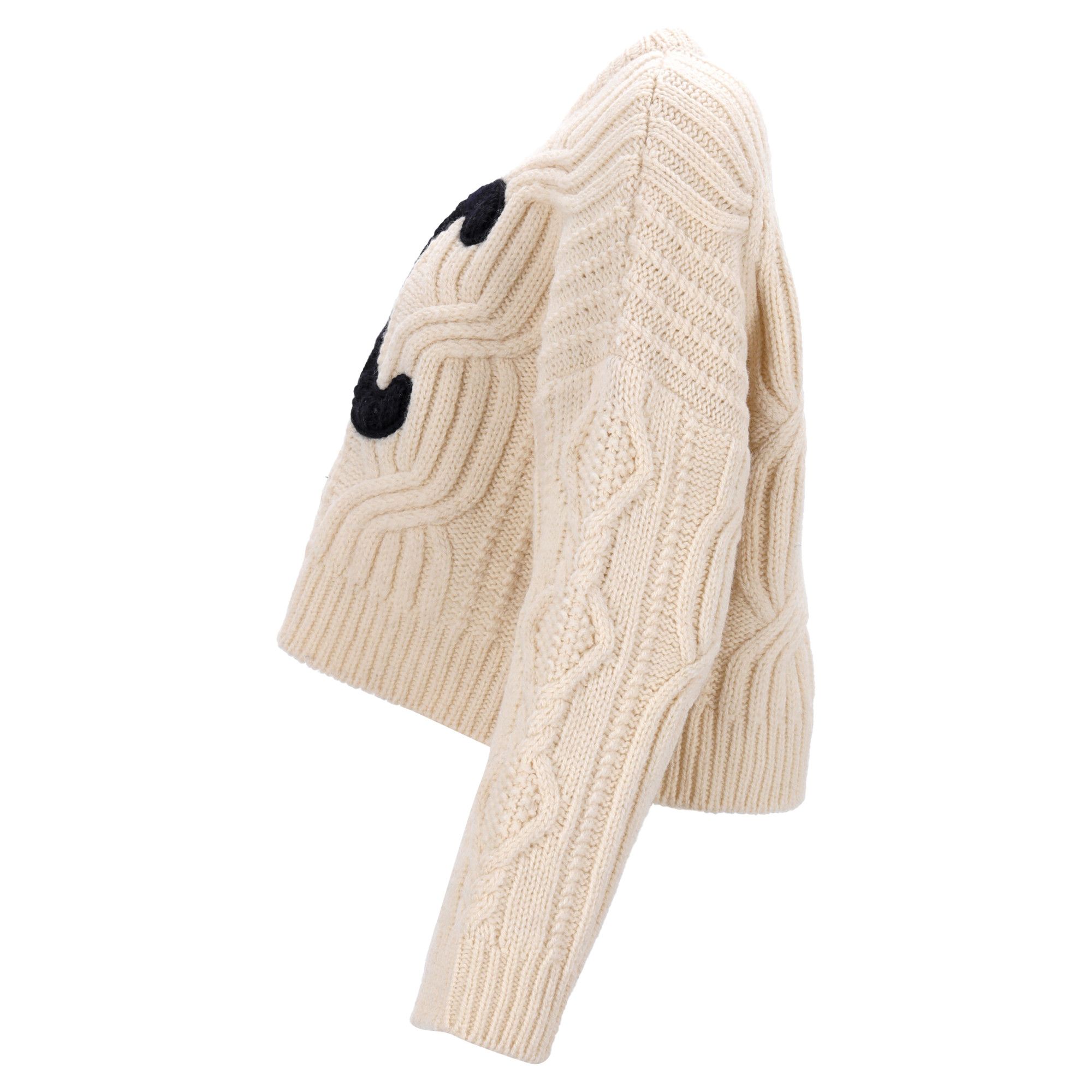 Celine Celine Triomphe Knitted Crewneck Sweater in Cream Wool Size XXS / US 00 / IT 34 - 2 Thumbnail