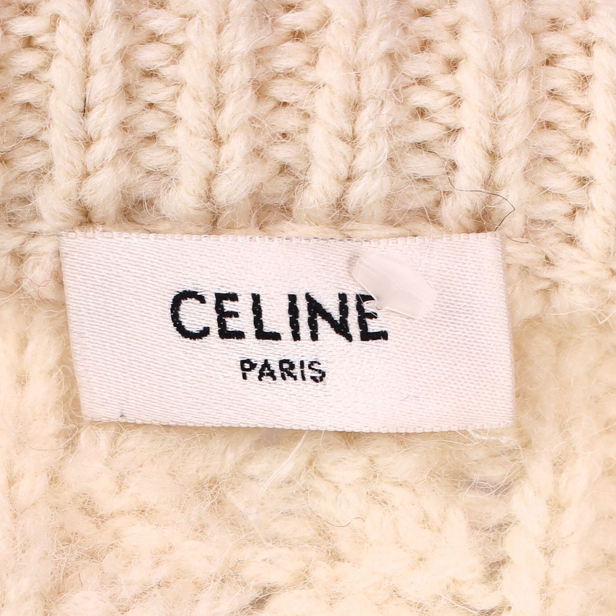 Celine Celine Triomphe Knitted Crewneck Sweater in Cream Wool Size XXS / US 00 / IT 34 - 4 Thumbnail