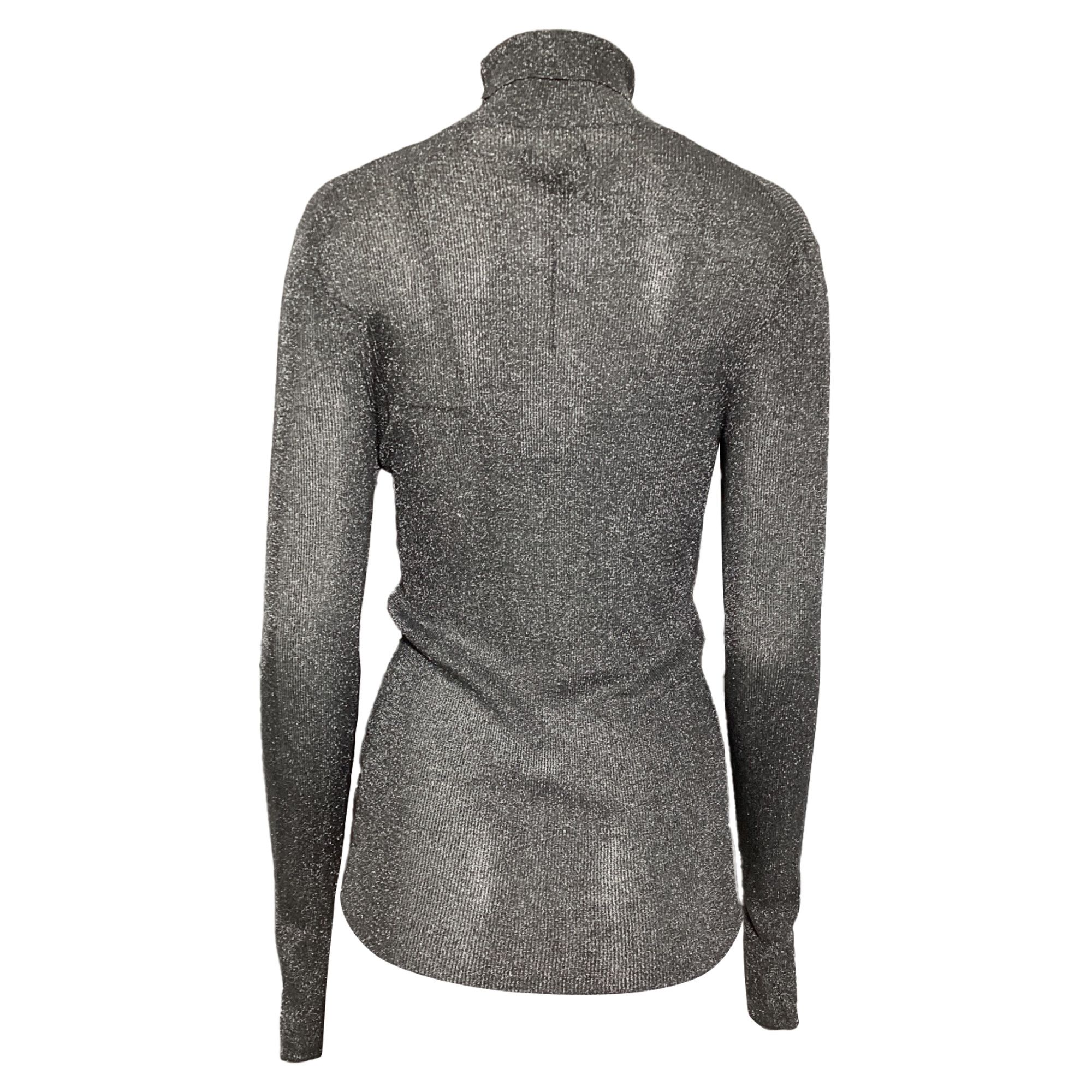 Isabel Marant Isabel Marant Turtleneck Sweater in Metallic Silver Viscose Size XS / US 0-2 / IT 36-38 - 3 Thumbnail