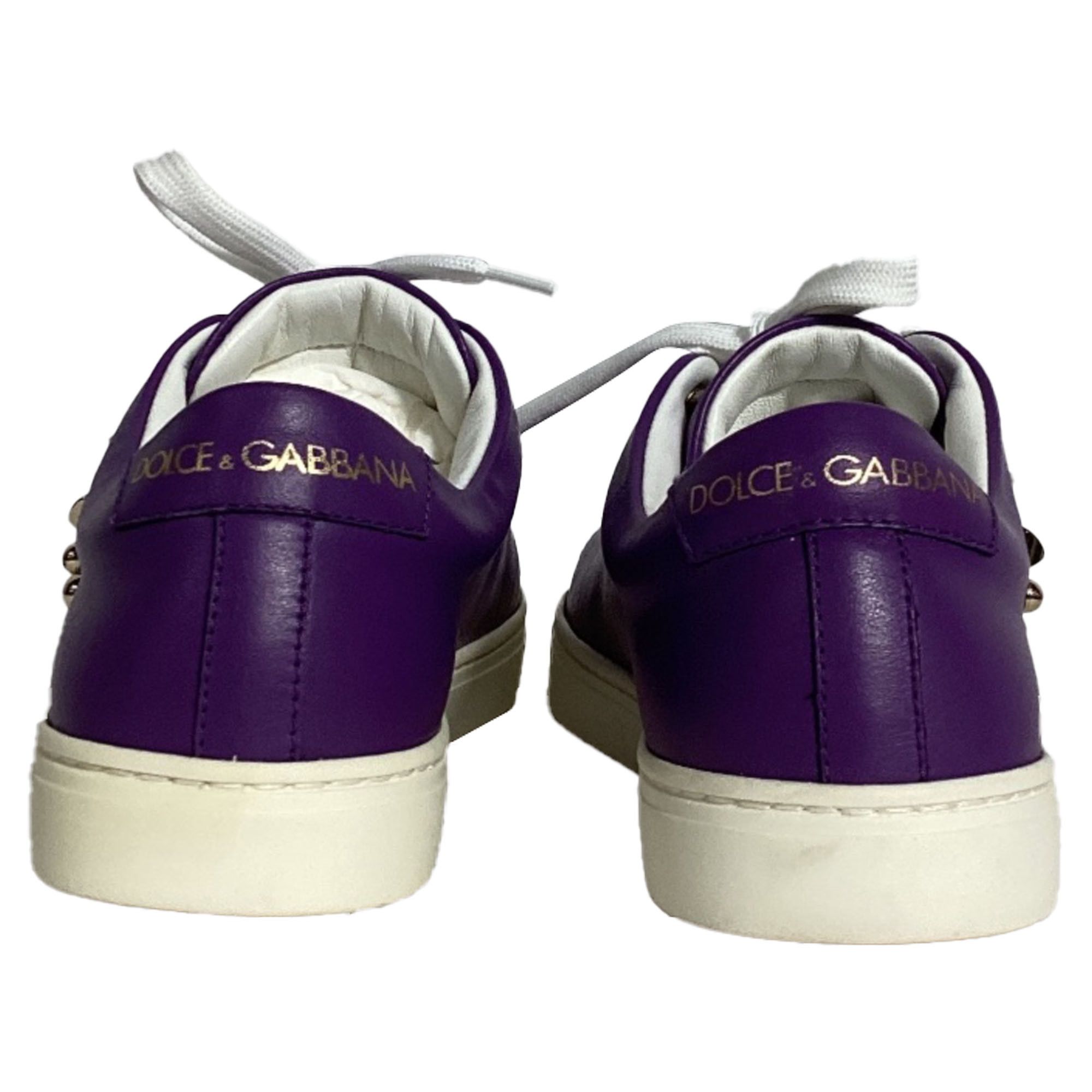 Dolce & Gabbana Dolce and Gabbana Sacred Heart Sneakers in Purple Leather Size US 6 / IT 36 - 3 Thumbnail