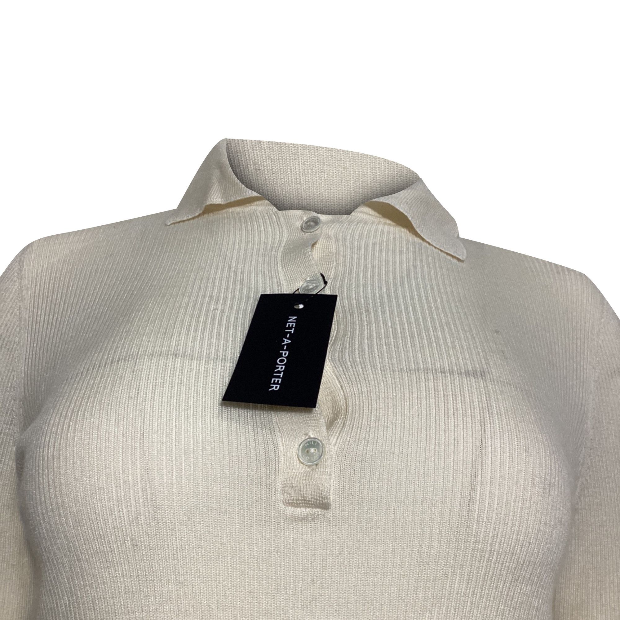 Nili Lotan Nili Lotan Collared Sweater in Cream Wool Size S / US 4 / IT 40 - 3 Thumbnail