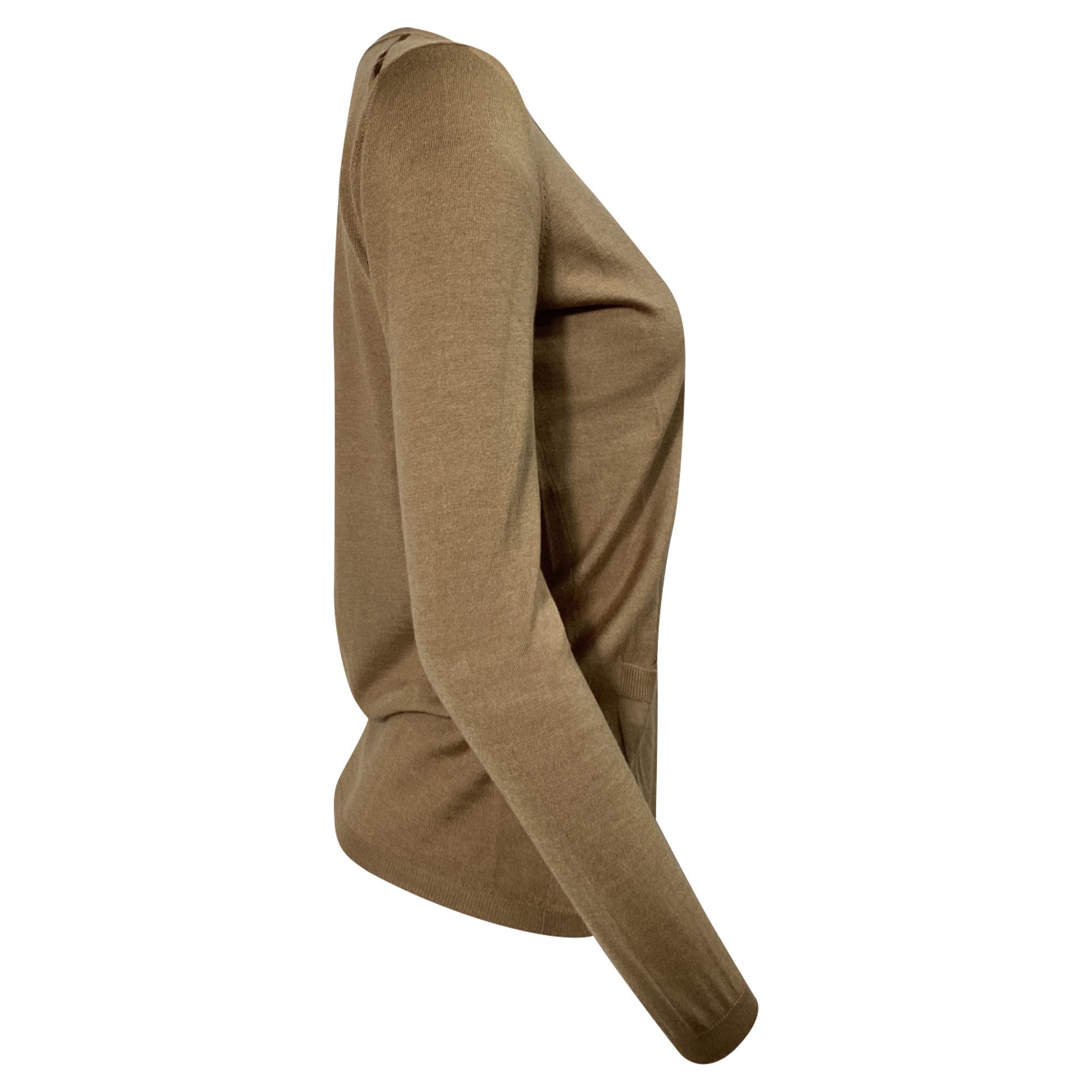 Saint Laurent Paris Saint Laurent V-neck Cardigan in Beige Cashmere Size S / US 4 / IT 40 - 2 Thumbnail
