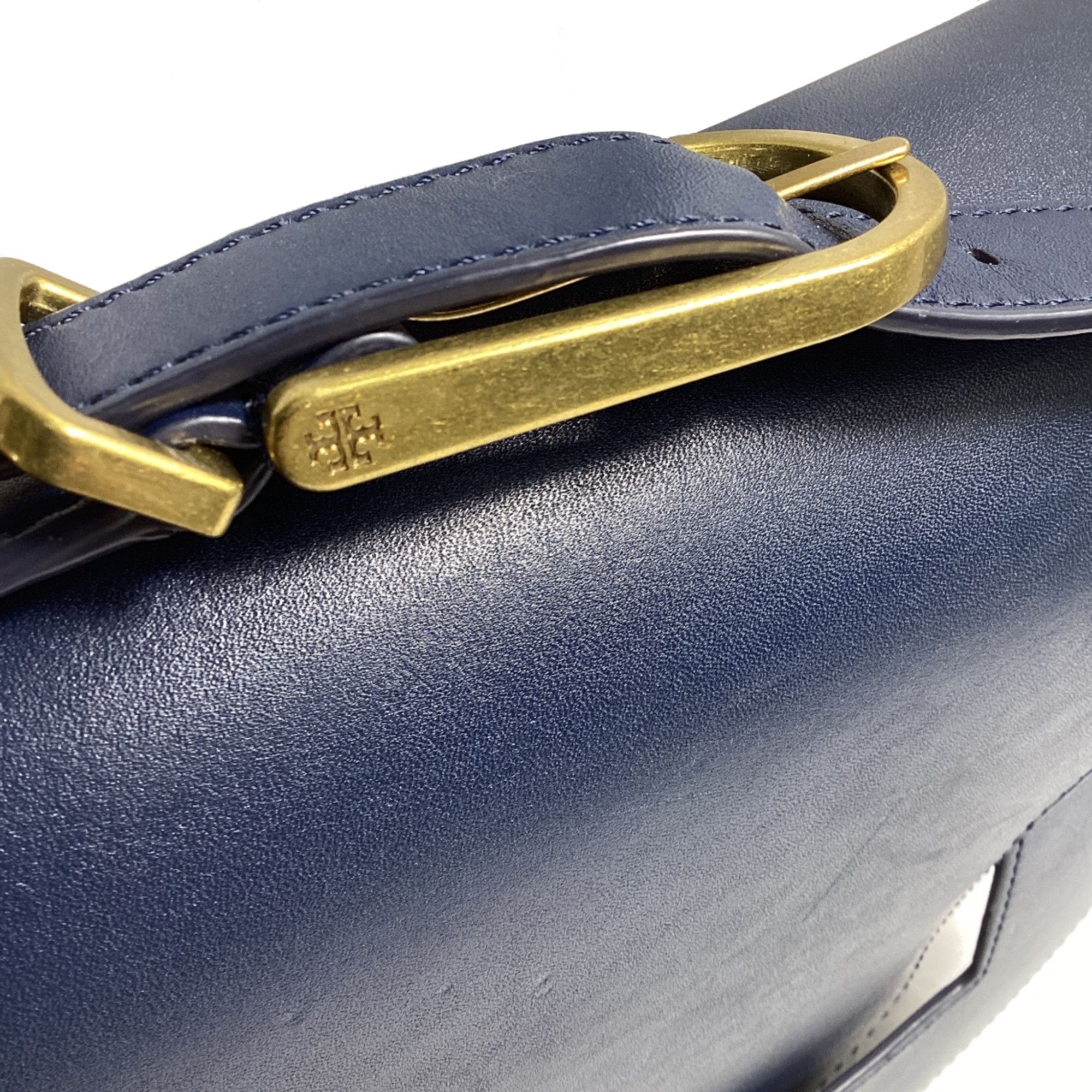 Tory Burch Tory Burch Flap Top Shoulder Bag in Navy Blue Leather Size ONE SIZE - 7 Thumbnail